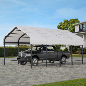Mazonvintage 12x20 Heavy Duty Metal Carport Gazebo with Ceiling Hook