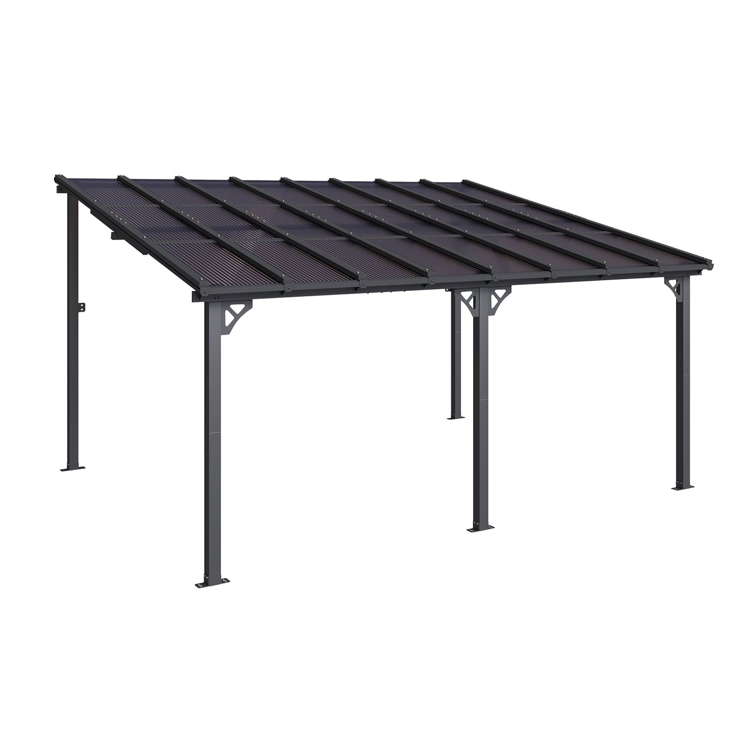Mazonvintage 12'x16' Hardtop Gazebo, Gazebo Pergola with Sloped Roof, Large Wall-Mounted Heavy Duty Awnings, for Patio, Deck and Mazonvintage