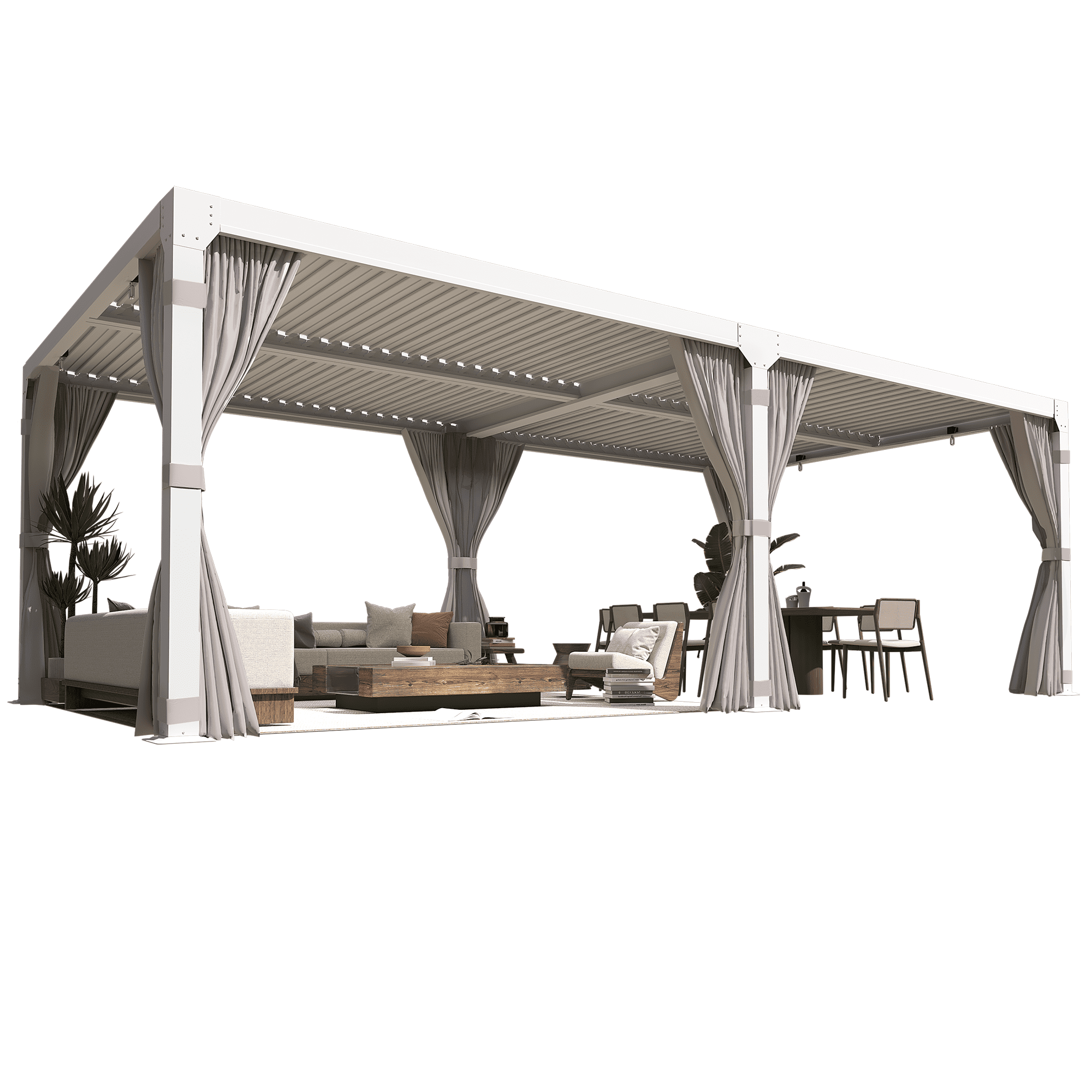 Mazonvintage Louvered Pergola 12x20, All Aluminum Pergola with Adjustable Rainproof Roof,White