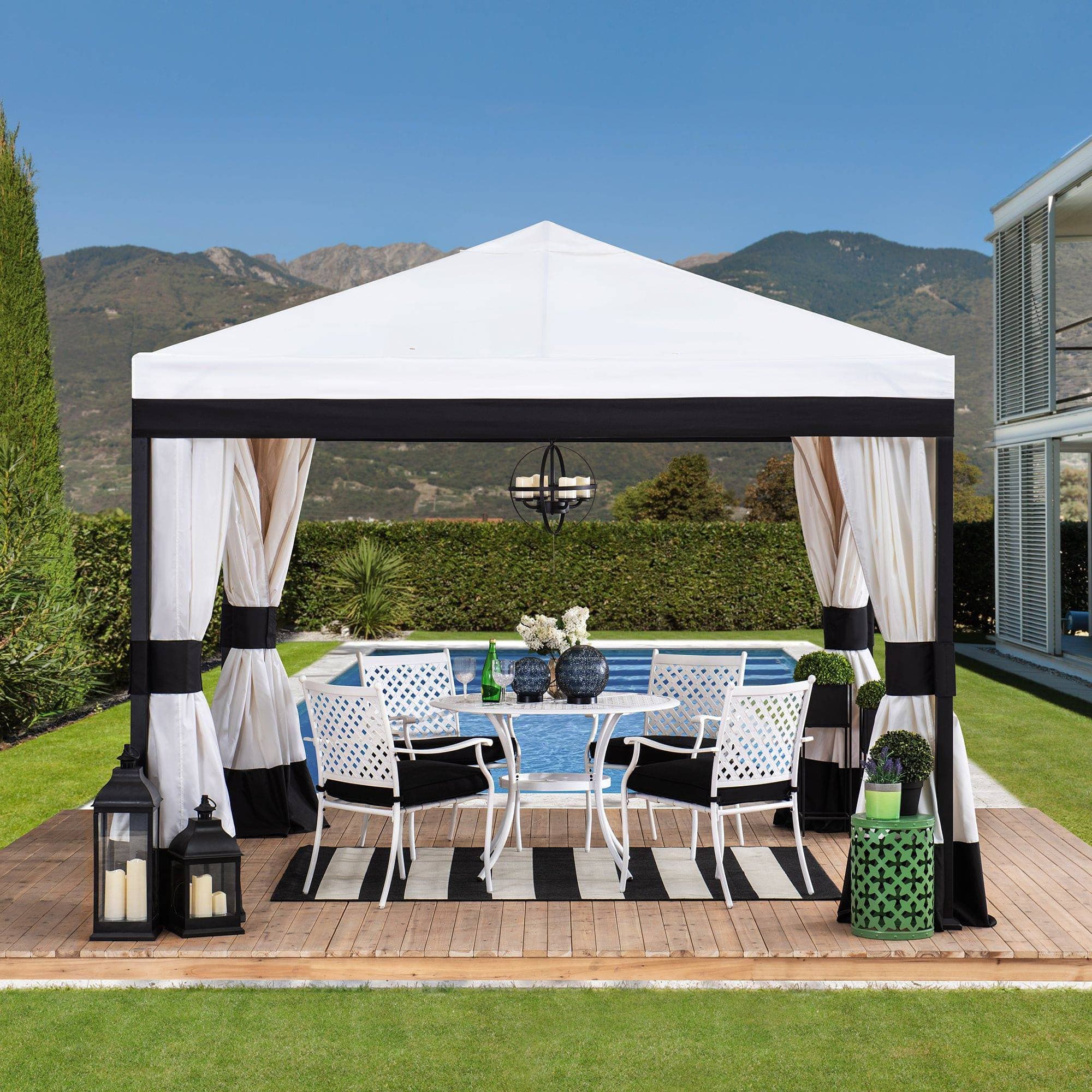 Mazonvintage 10x10 White Gazebo with Curtain and Netting