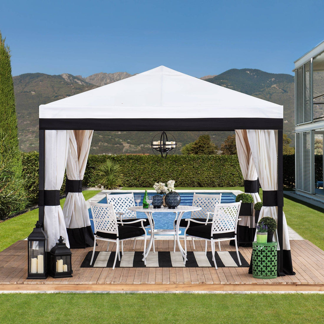 Mazonvintage 10x10 White Gazebo with Curtain and Netting