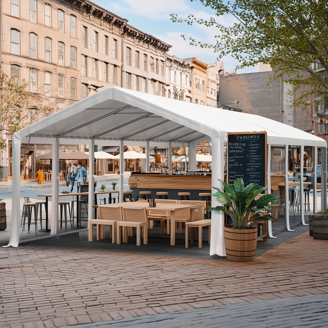 Mazonvintage 20'x 40' Upgraded Galvanized Heavy Duty Gazebo Party Wedding Tent Canopy Carport Shelter with Carry Bags(20x40, White), Event Canopy