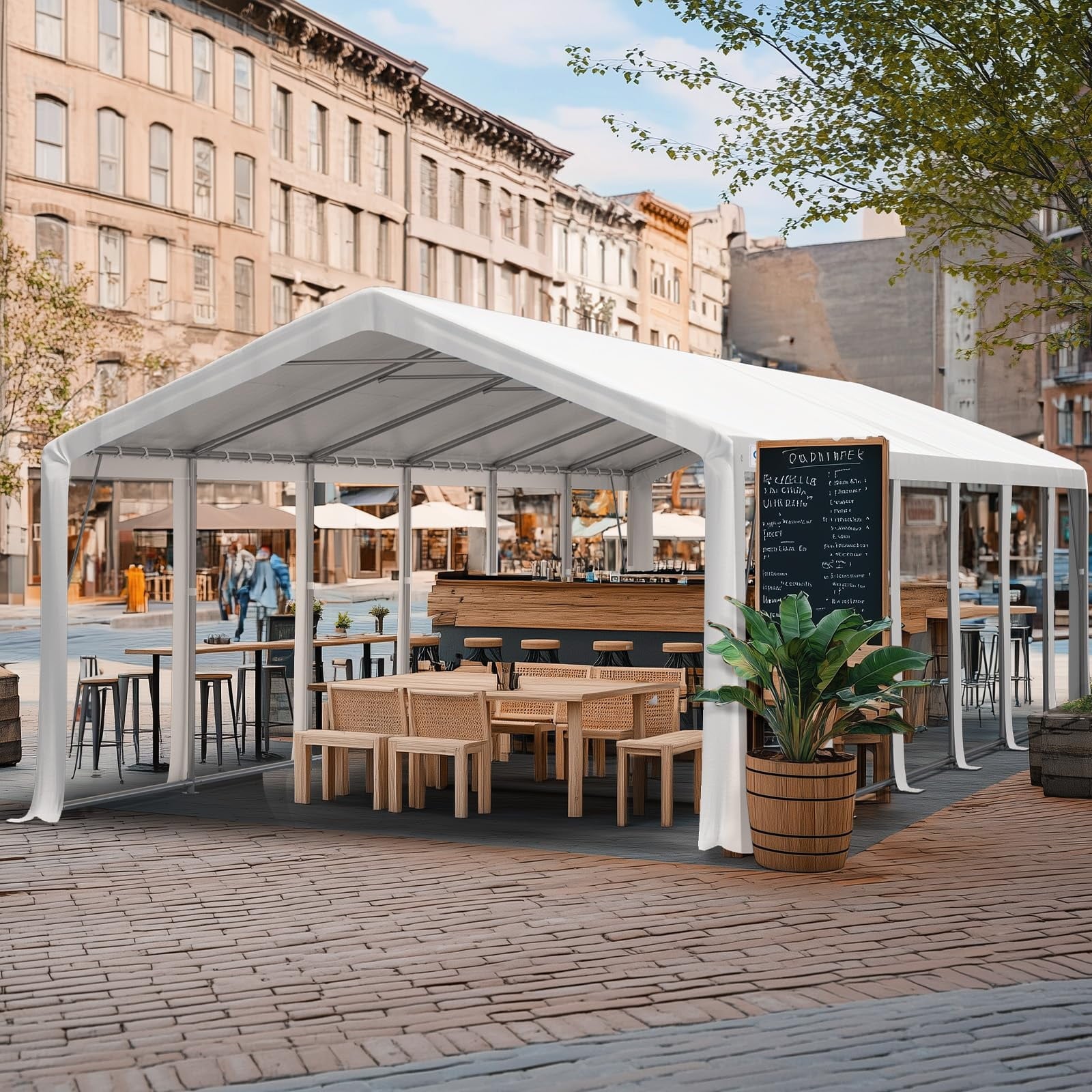 Mazonvintage 20'x 40' Upgraded Galvanized Heavy Duty Gazebo Party Wedding Tent Canopy Carport Shelter with Carry Bags(20x40, White), Event Canopy