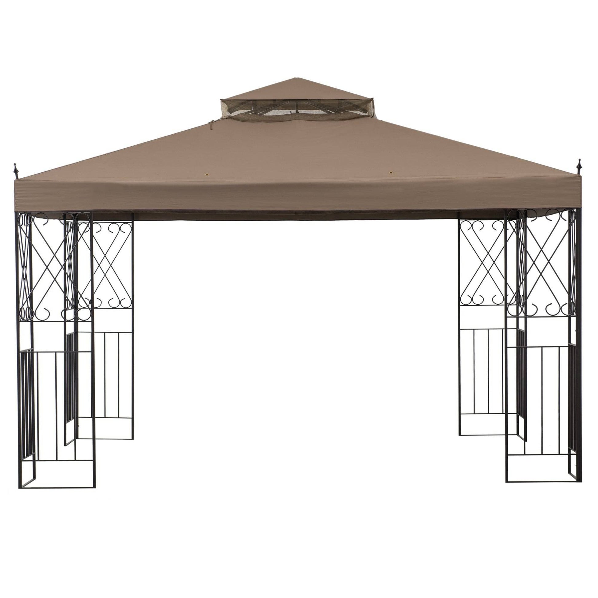 Mazonvintage 10x12 Steel Frame 2-Tier Soft Top Gazebo with Ceiling Hook