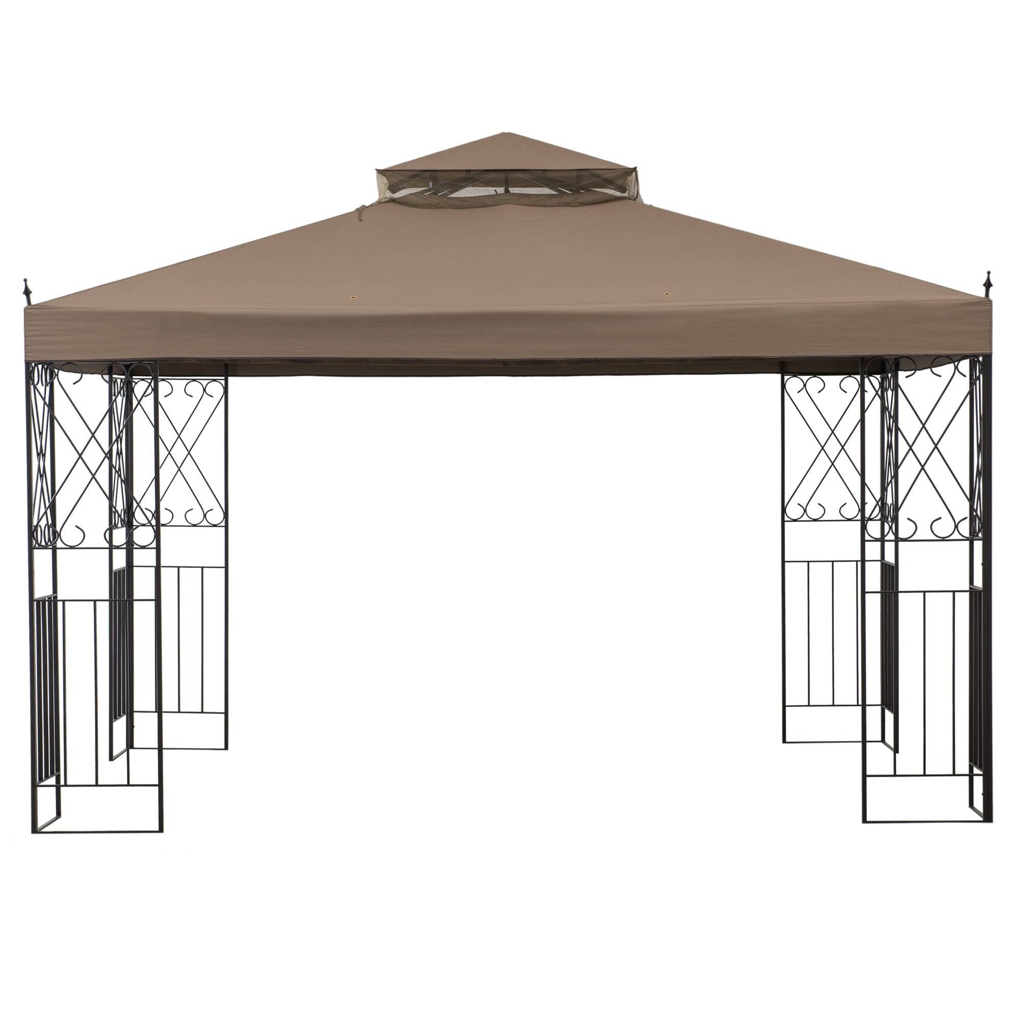 Mazonvintage 10x12 Steel Frame 2-Tier Soft Top Gazebo with Ceiling Hook