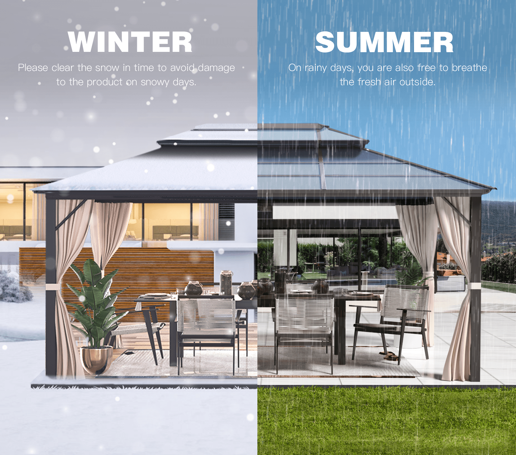 Mazonvintage 10'x13' Hardtop Gazebo with Polycarbonate Double Roof and Aluminum Frame for Garden, Patio, Lawns