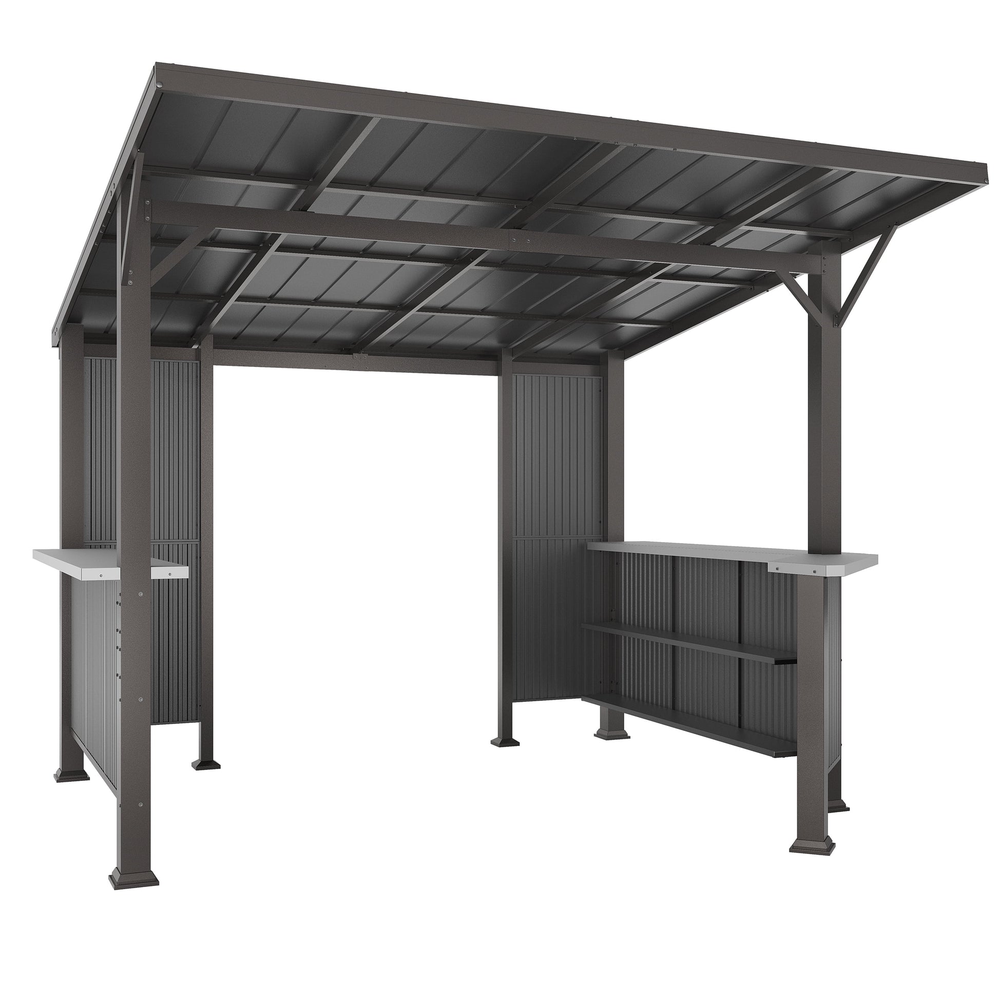 Mazonvintage 10x10ft BBQ Gazebo Canopy Tent with Sloped Roof,Grill Gazebo with Triple Shelves & Movable Bar Table, All-Weather Outdoor Grill Station & Patio Shelter for Mazonvintage Cooking and Patio Deals