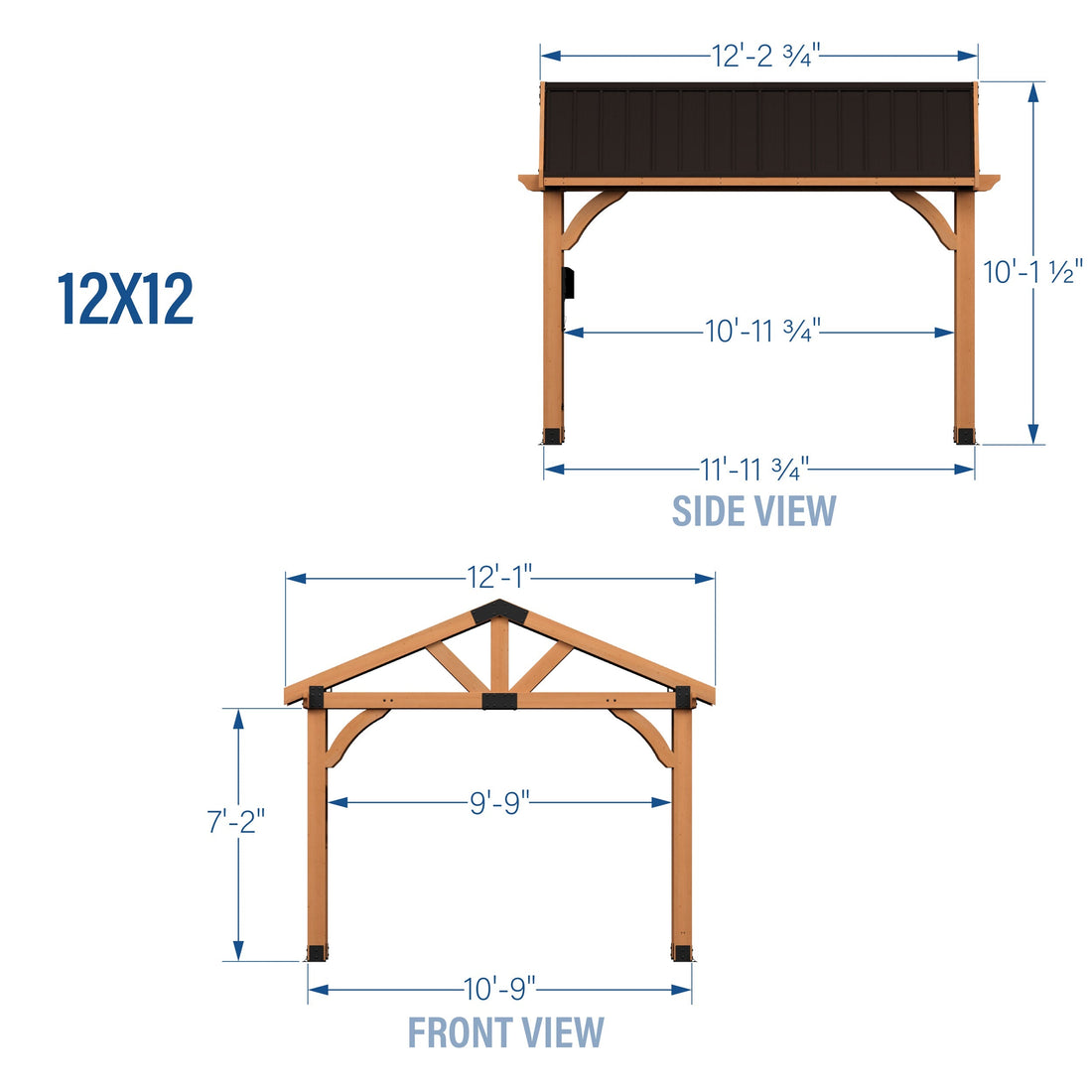 12x12 Arlington Gazebo with Electric - Lt Brown
