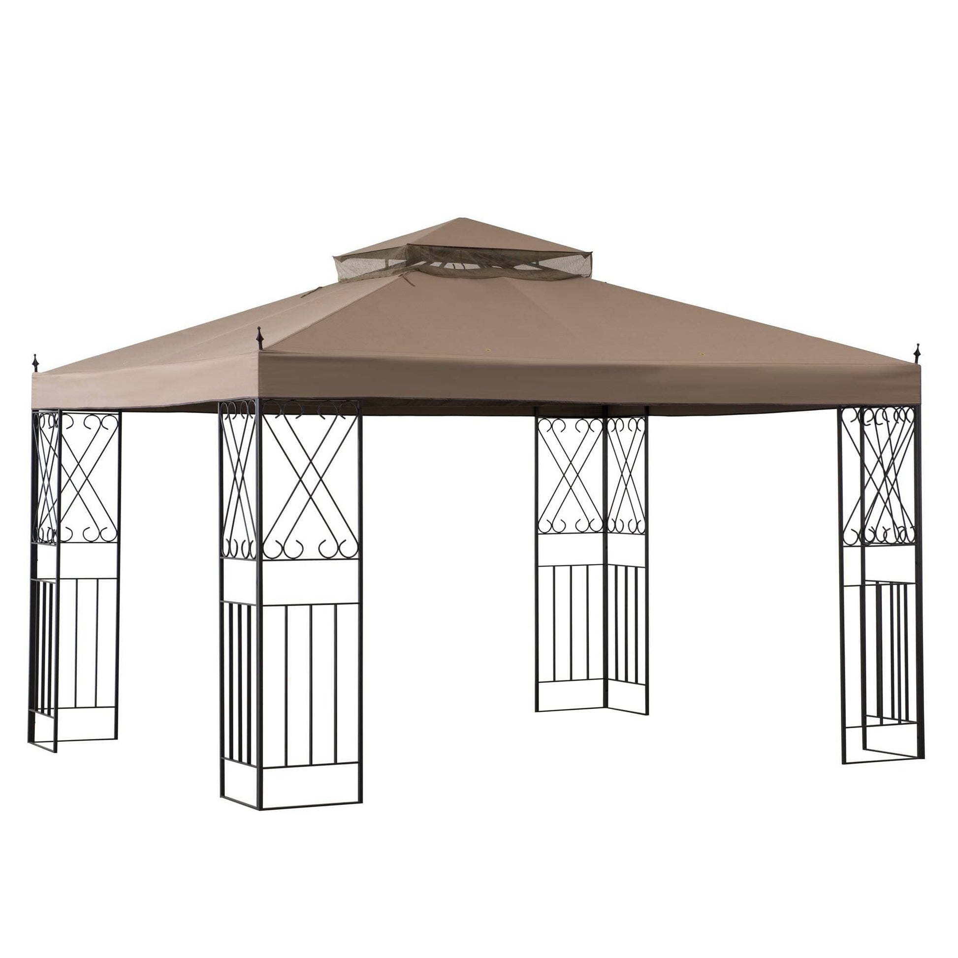 Mazonvintage 10x12 Steel Frame 2-Tier Soft Top Gazebo with Ceiling Hook