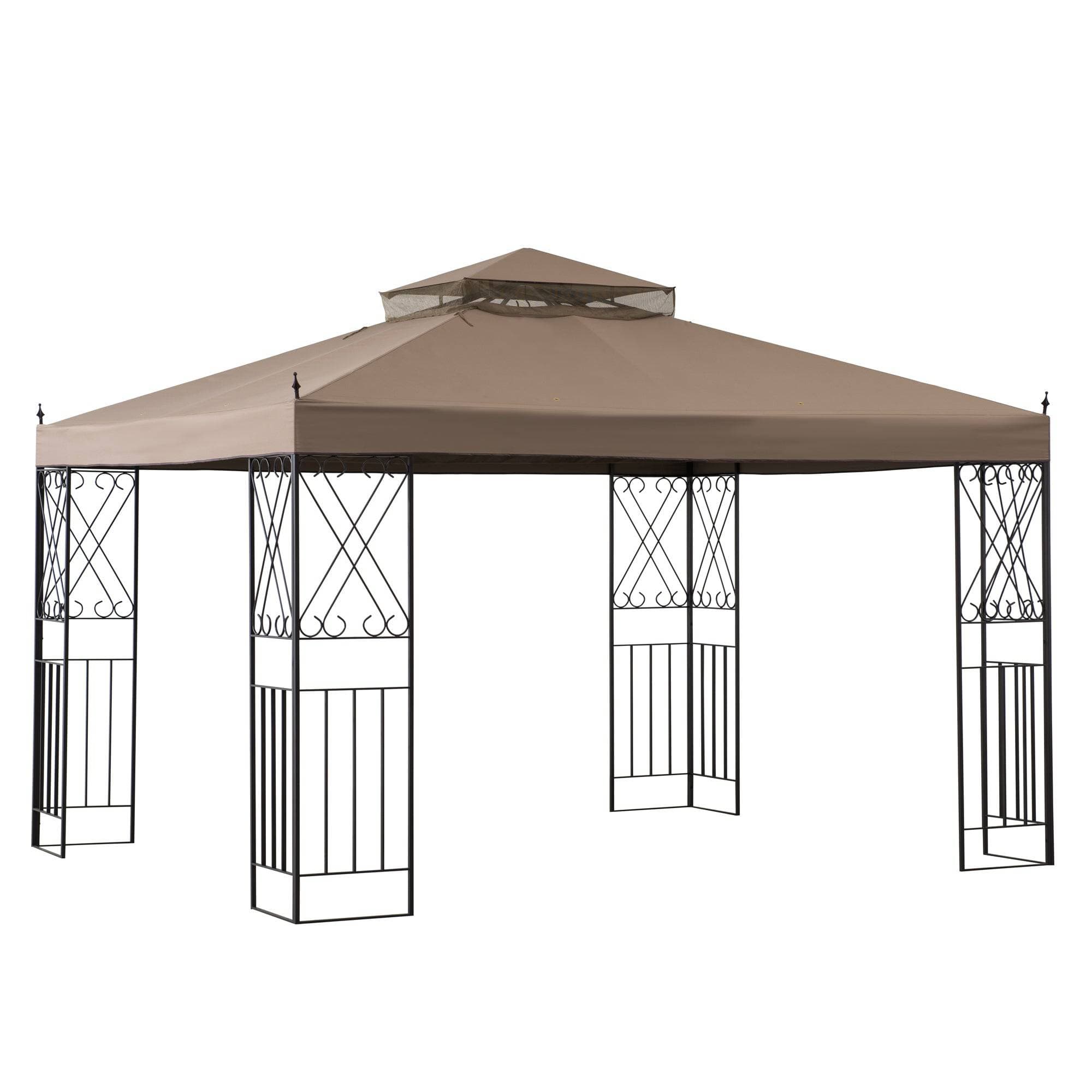 Mazonvintage 10x12 Steel Frame 2-Tier Soft Top Gazebo with Ceiling Hook