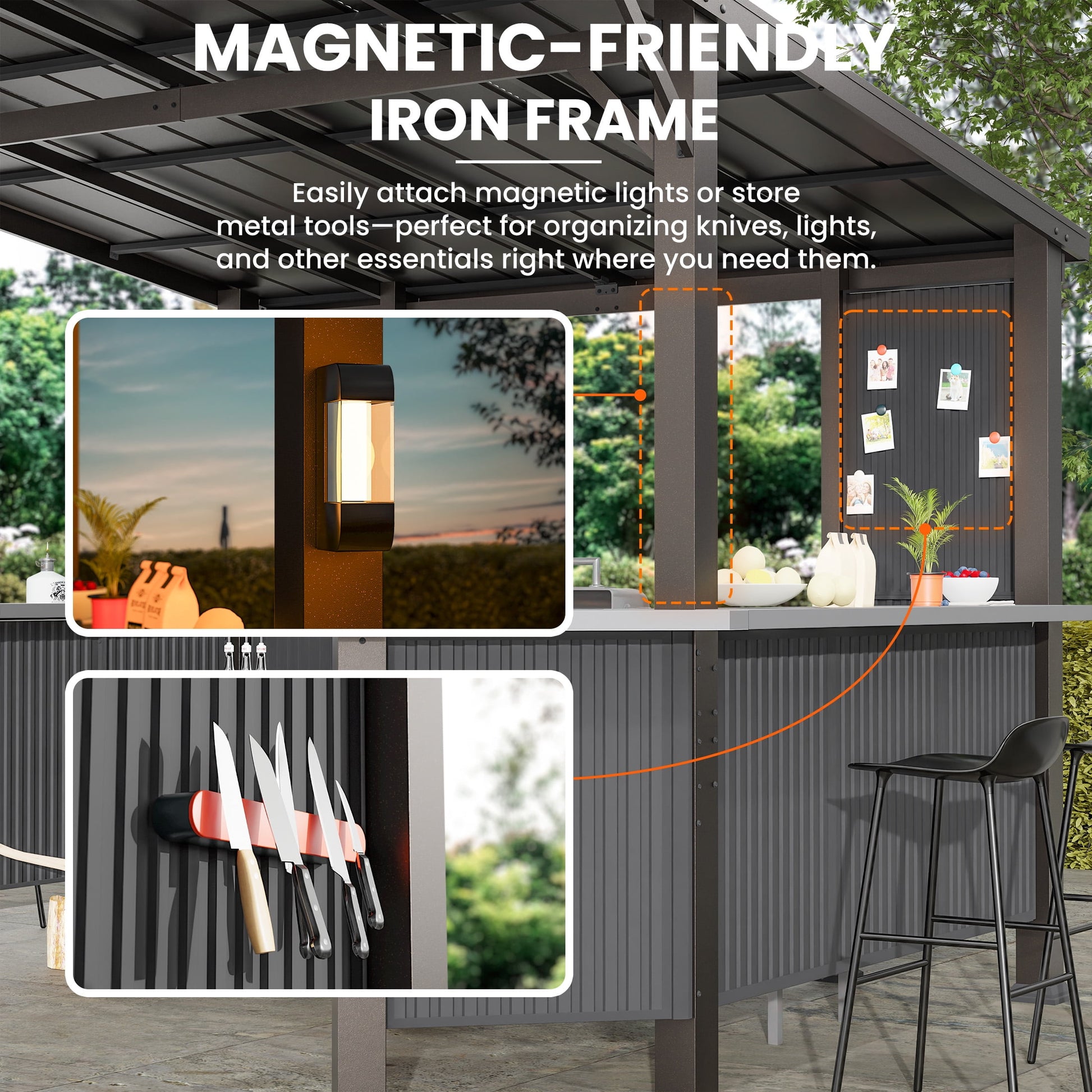 Mazonvintage 10x10ft BBQ Gazebo Canopy Tent with Sloped Roof,Grill Gazebo with Triple Shelves & Movable Bar Table, All-Weather Outdoor Grill Station & Patio Shelter for Mazonvintage Cooking and Patio Deals