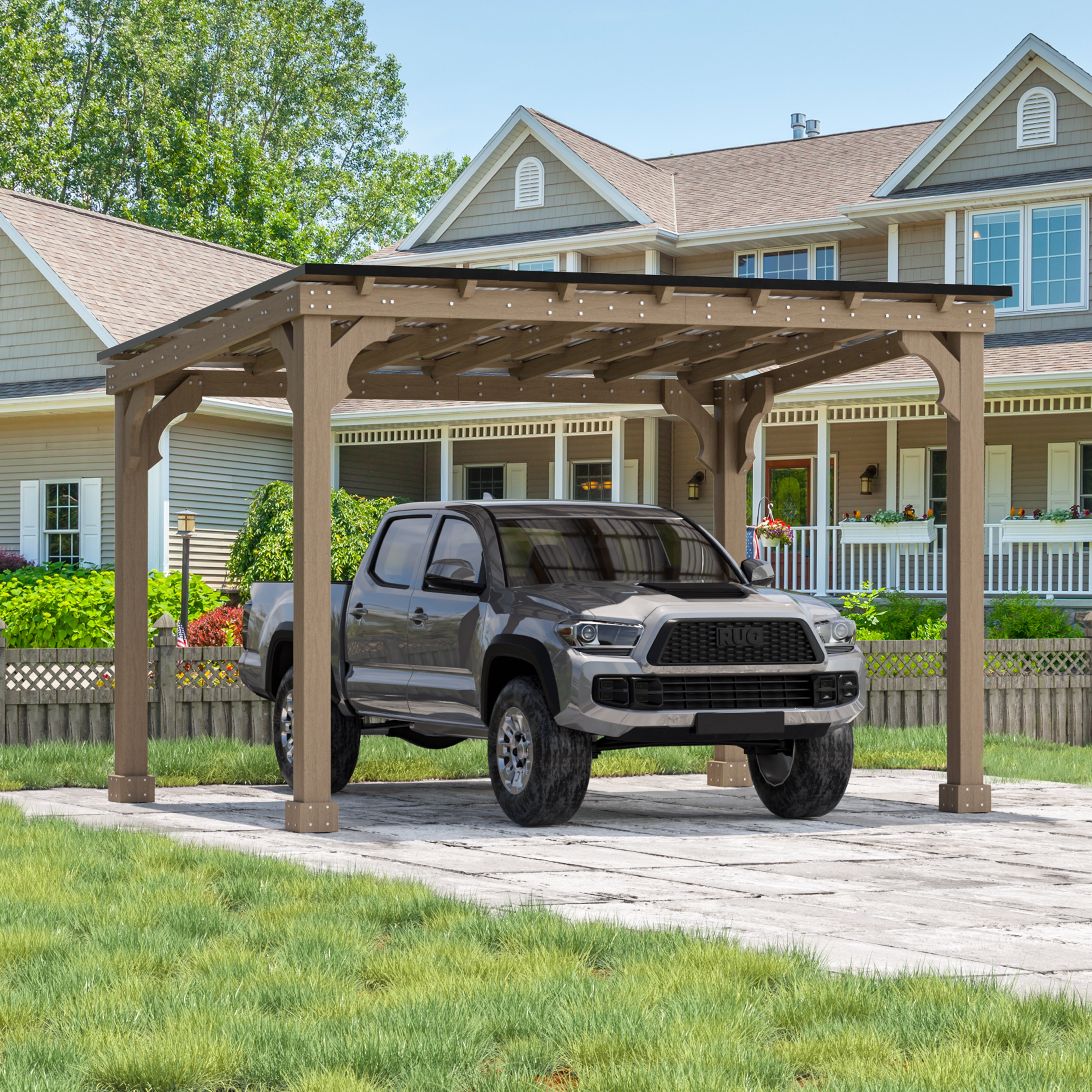 Mazonvintage 10'x 12' Outdoor Wooden Grill Gazebo, Heavy Duty BBQ Pergola for Deck, Garden and Patio