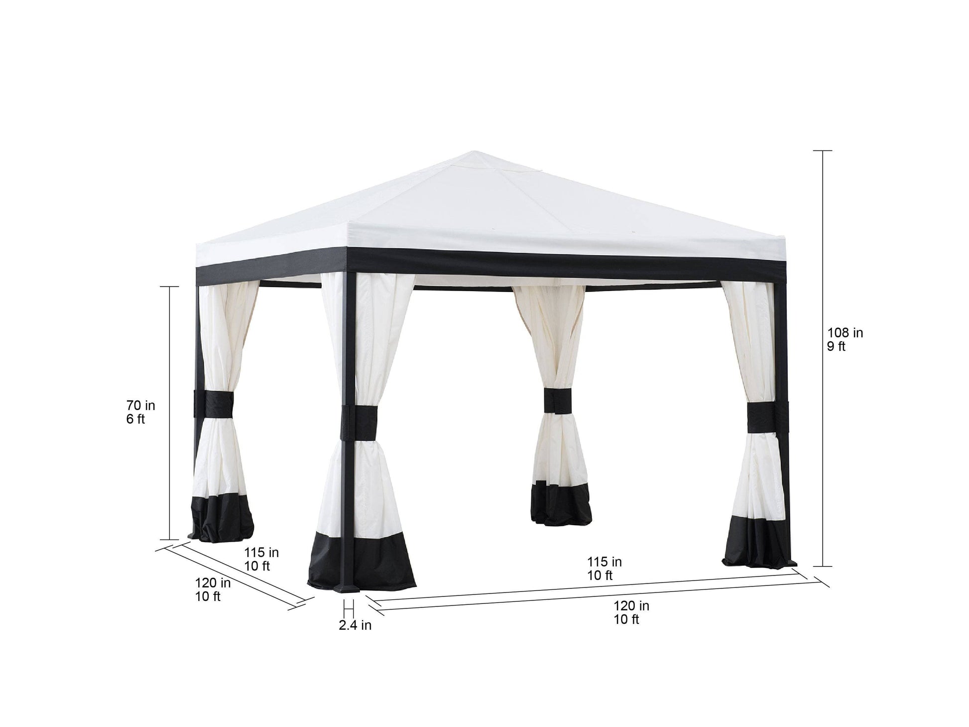 Mazonvintage 10x10 White Gazebo with Curtain and Netting