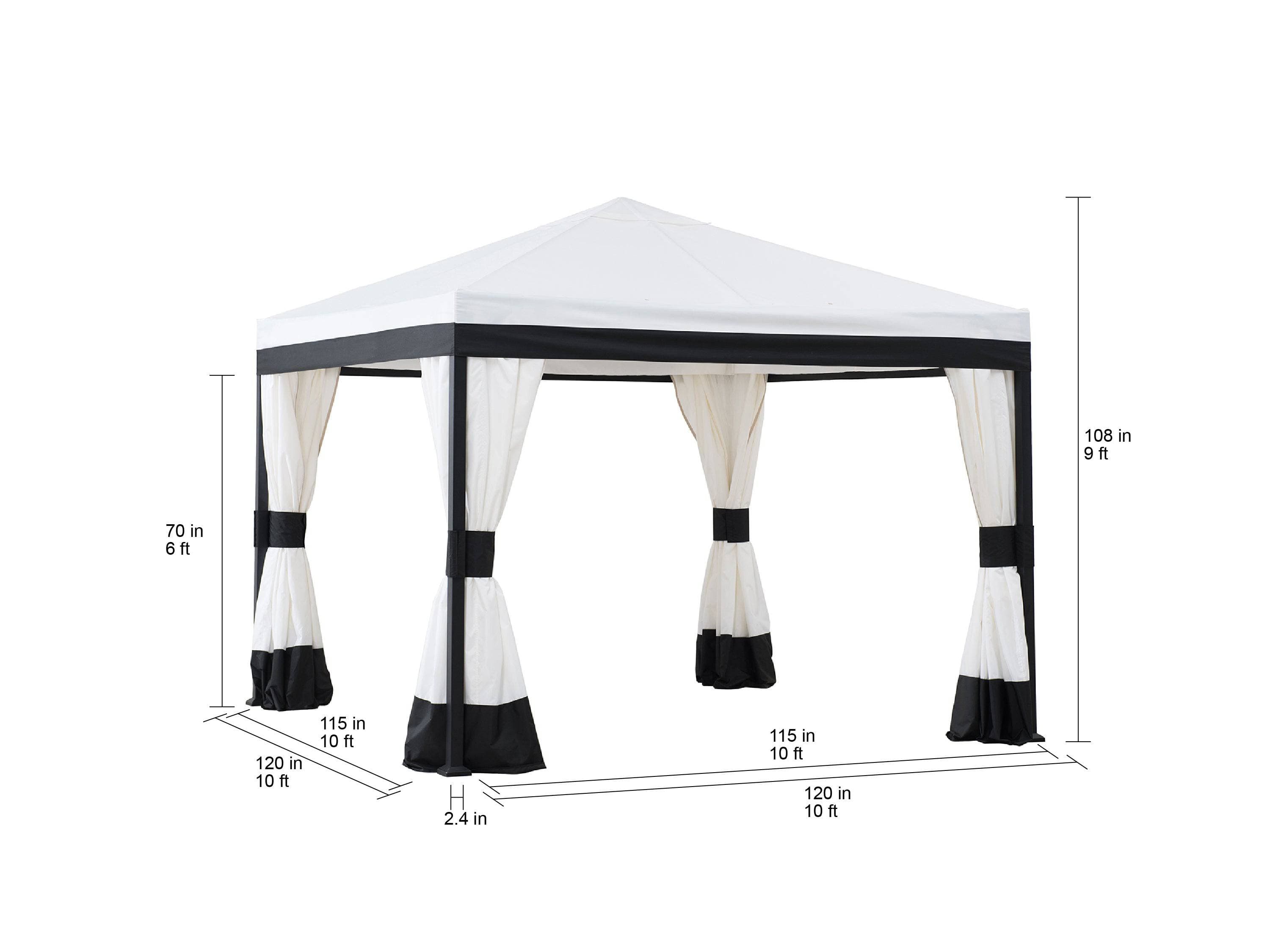 Mazonvintage 10x10 White Gazebo with Curtain and Netting