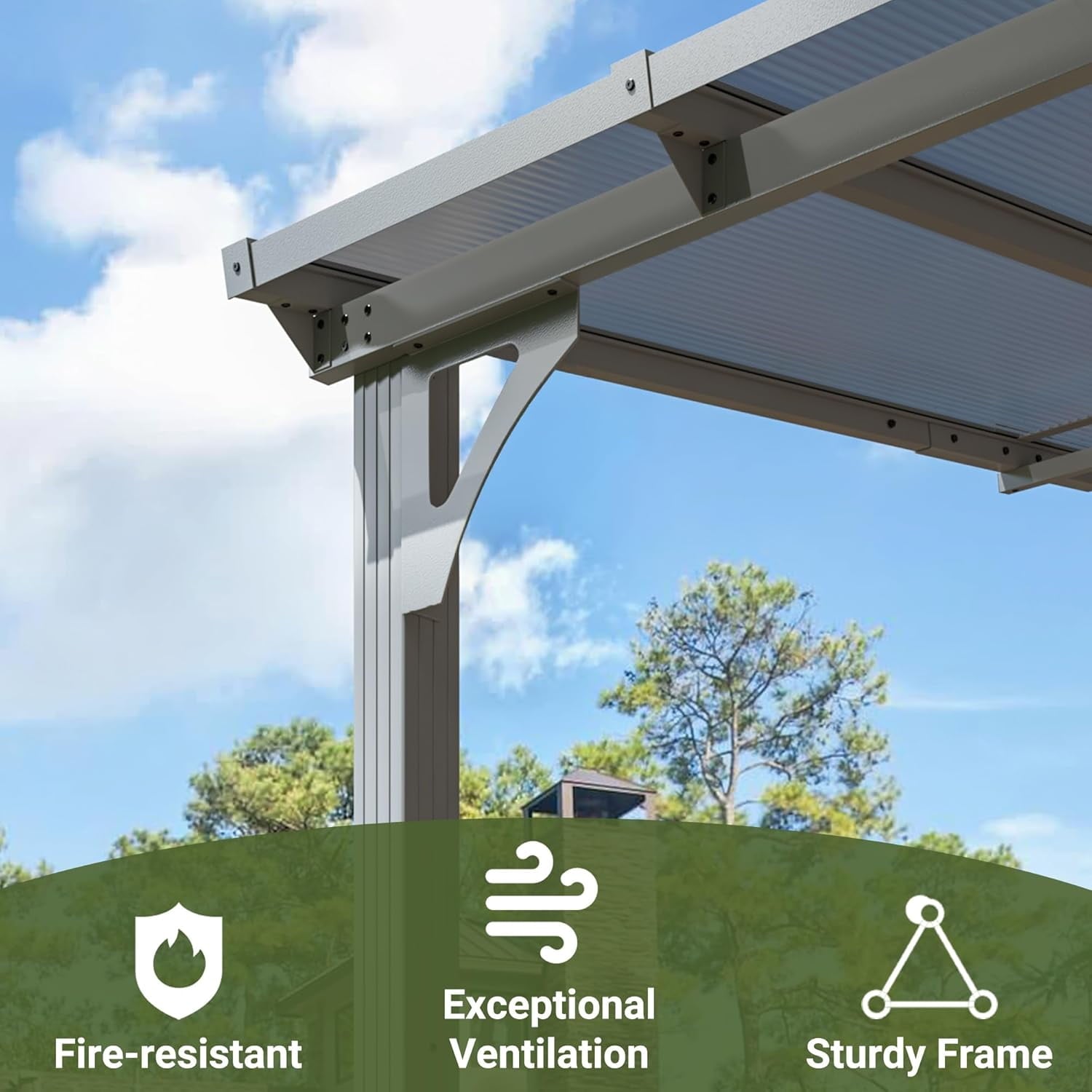 Mazonvintage 10'x22' Outdoor Splicable Gazebo, Mazonvintage Wall Mounted Gazebo & Pergola with Aluminum Frame and Sloping Roof, for Backyard, Deck, Patio-Gray