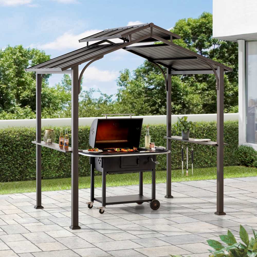 Mazonvintage 5x8 Grilling Gazebo with Hooks and Bar Shelves for BBQ