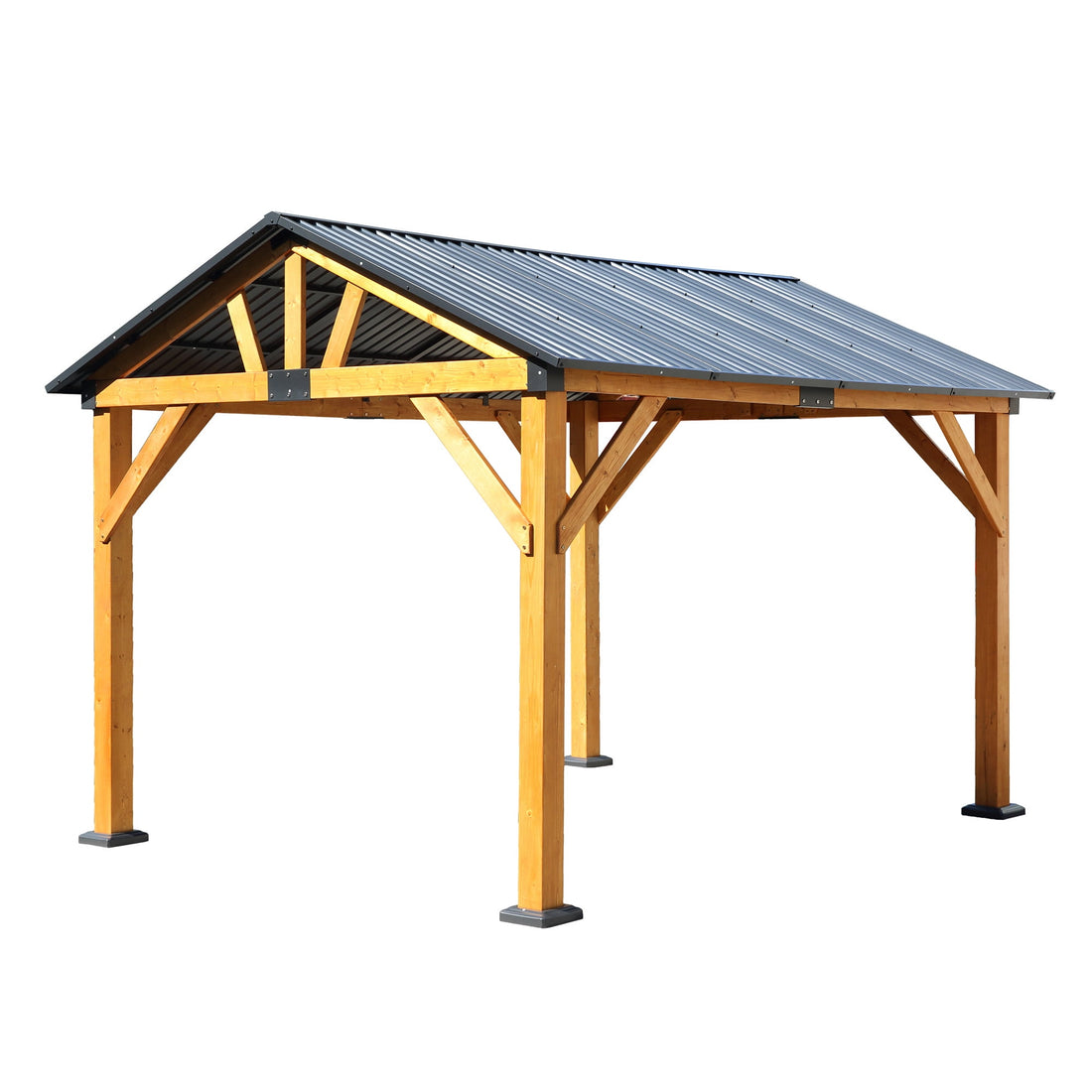 Mazonvintage Fir Wood Carport Pavilion All Weather Mazonvintage Galvanized Steel Roof Heavy Duty Gazebo Backyard Patio Garden Shelter