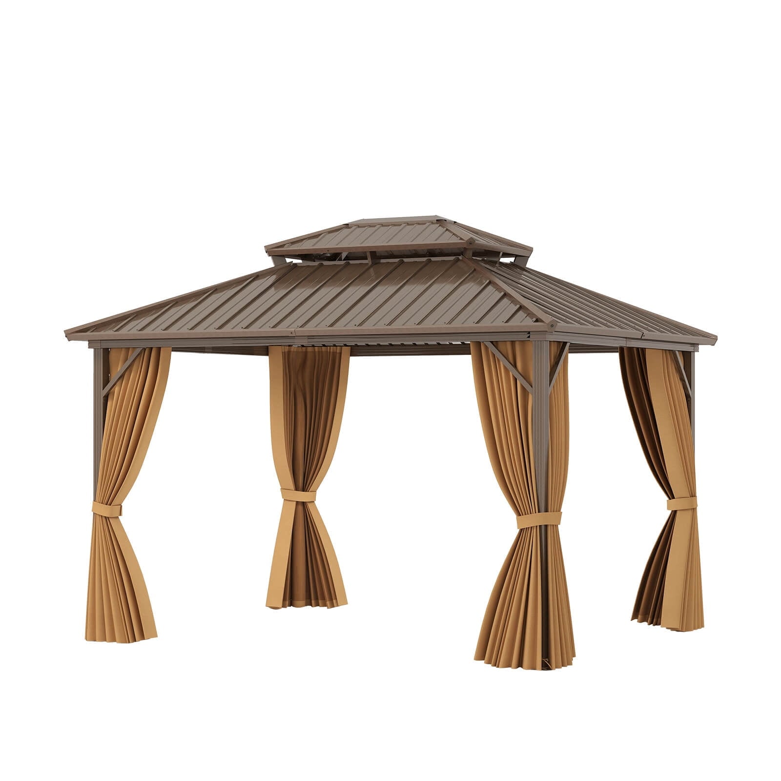 Mazonvintage 12 X 10 FT Mazonvintage Gazebo with  Netting Heavy-Duty Double-Roof Galvanized Metal Top