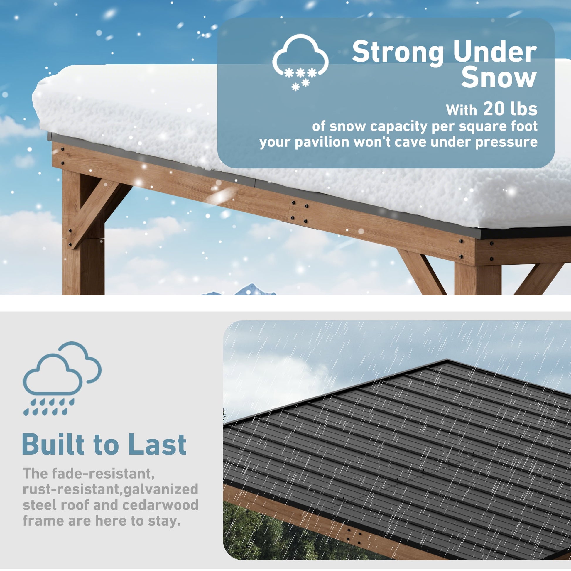 Modern Shade 10' x 12' Cedar Wood Hardtop Gazebo, Rot-Resistant Grill Shelter for Mazonvintage or Deck