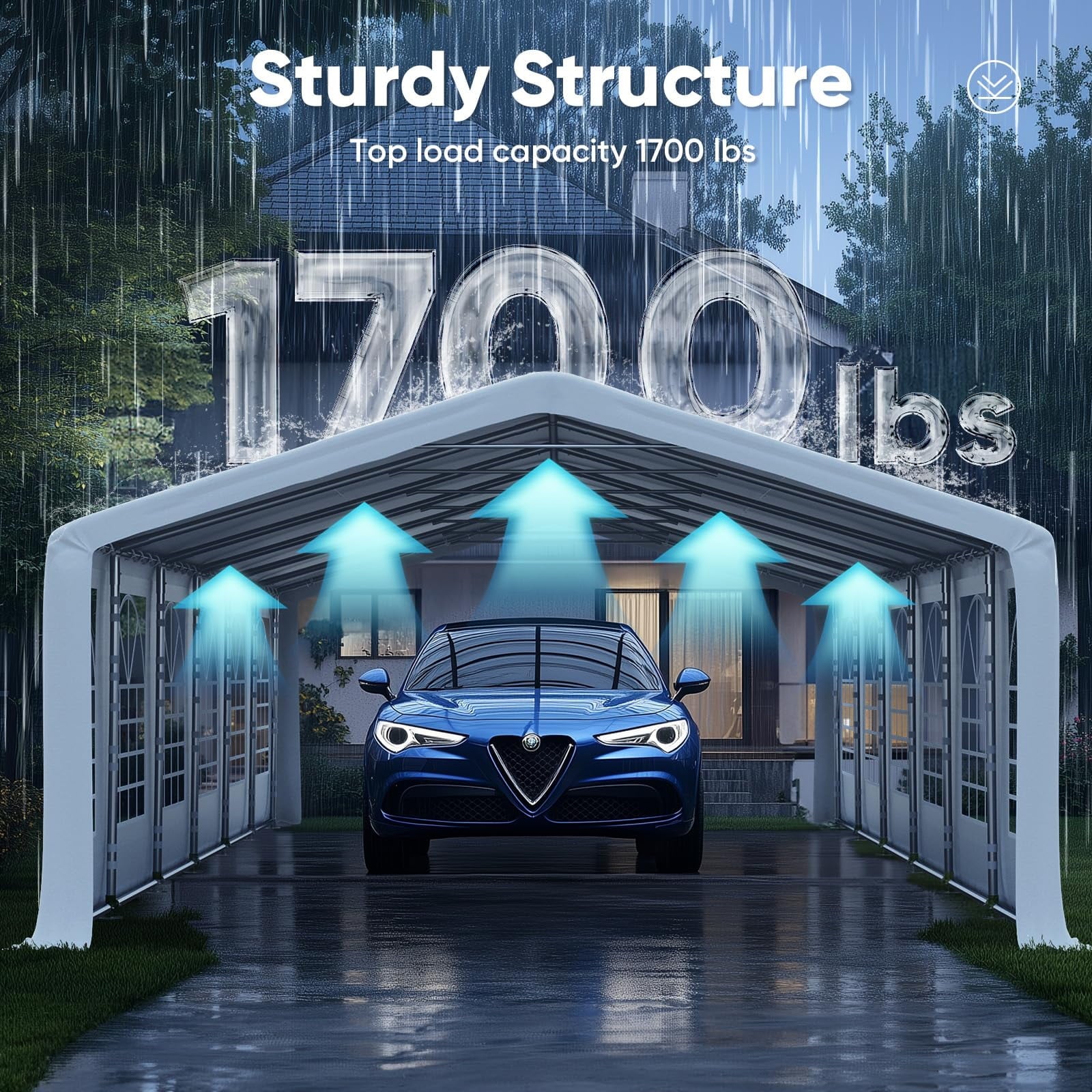 Mazonvintage 20'x 40' Upgraded Galvanized Heavy Duty Gazebo Party Wedding Tent Canopy Carport Shelter with Carry Bags(20x40, White), Event Canopy