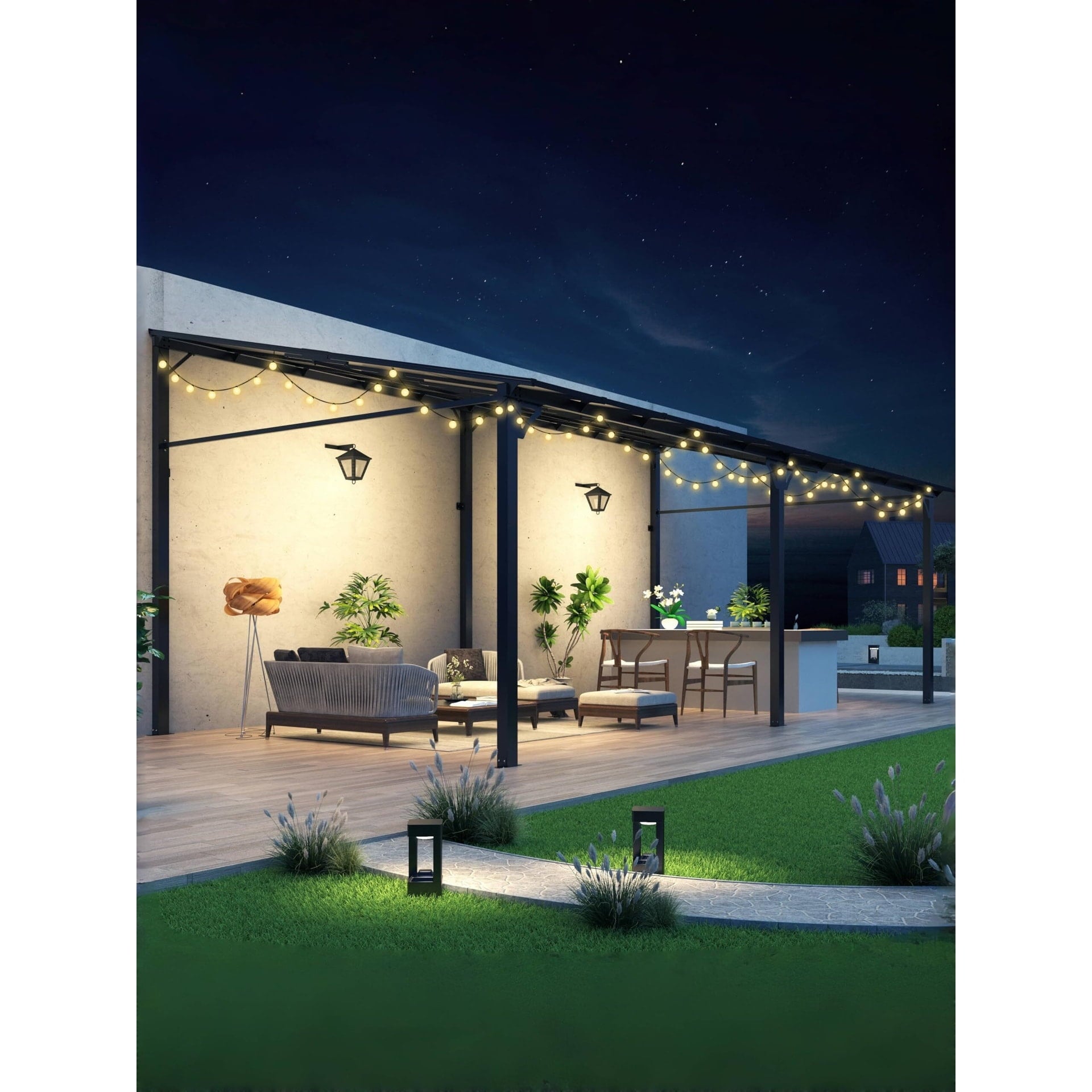Mazonvintage 12'x 20',12'x 14' Lean to Gazebo Dark Brown_12'*20' - Dark Brown_12'*20'