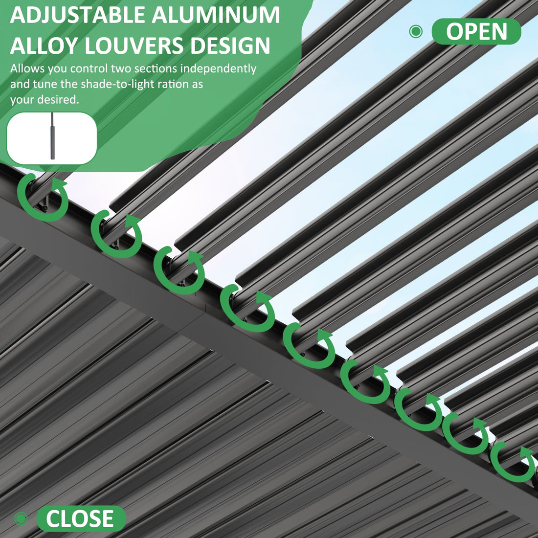Mazonvintage Outdoor 10x20 FT Louvered Pergola, Aluminum Pergola with Adjustable Louvered Roof for Patio, Deck, Garden, Gray