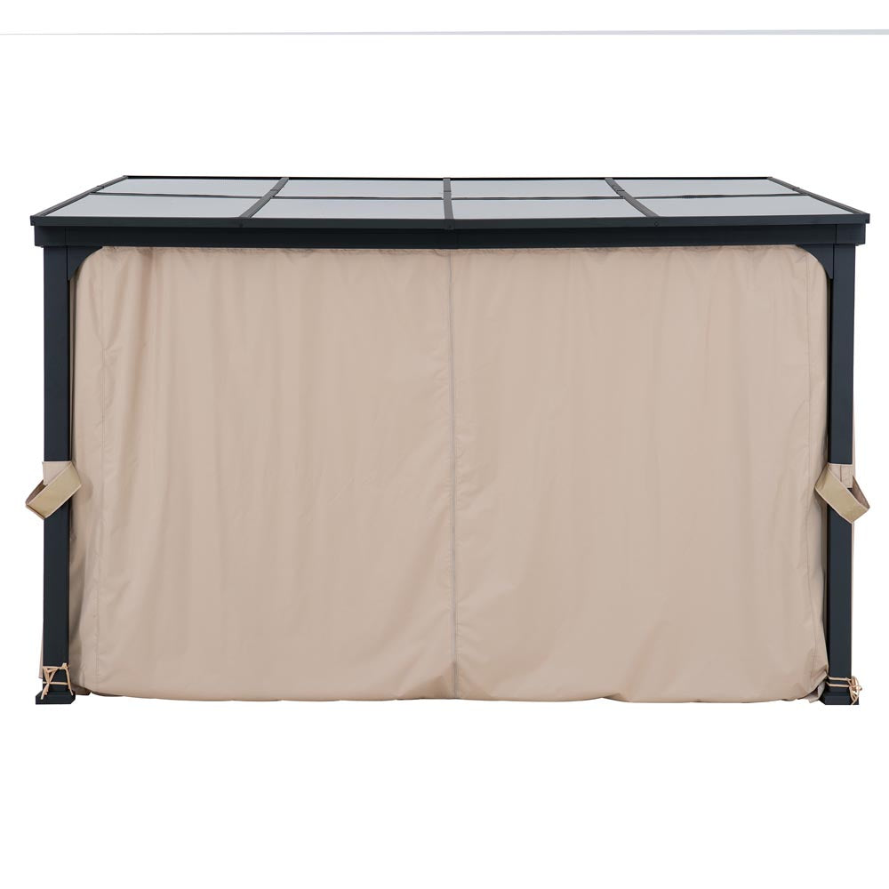 Mazonvintage 10x12 Fabric Roof Wall Mounted Gazebo, Lean to Gazebo with Curtain and Netting