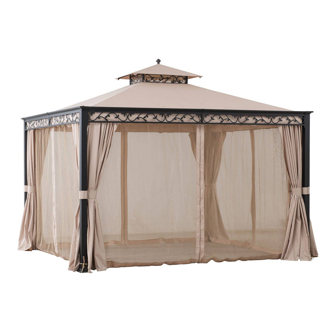 Mazonvintage 10x12 Steel Patio Gazebo with Netting and Curtain