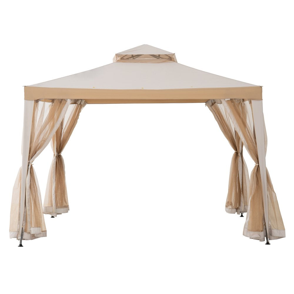 Mazonvintage10x10 Soft Top Gazebo with Mosquito Netting - Gray & Khaki
