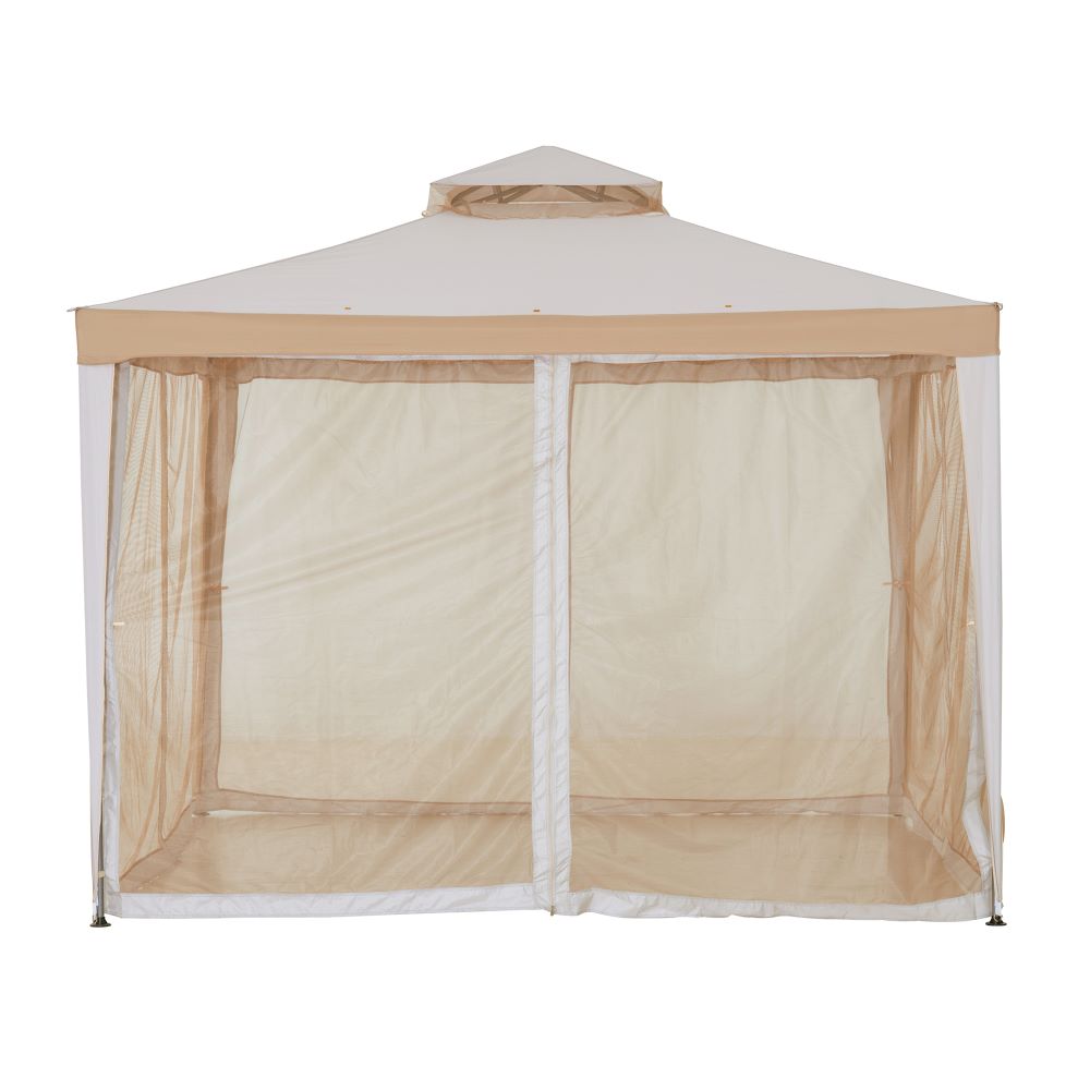 Mazonvintage10x10 Soft Top Gazebo with Mosquito Netting - Gray & Khaki