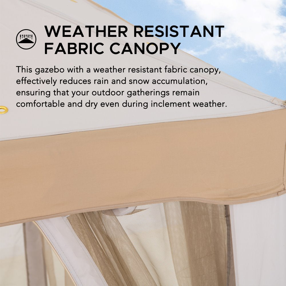 Mazonvintage10x10 Soft Top Gazebo with Mosquito Netting - Gray & Khaki