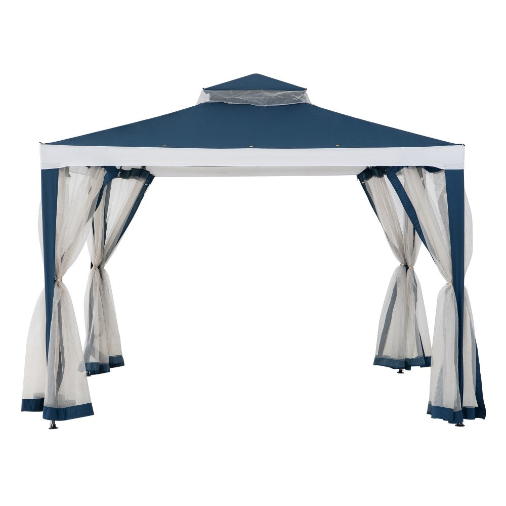 Mazonvintage10x10 Soft Top Gazebo with Mosquito Netting - Navy & White