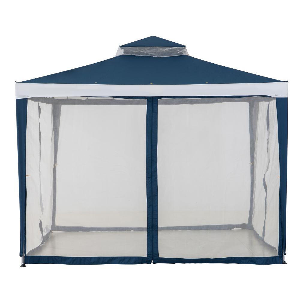 Mazonvintage10x10 Soft Top Gazebo with Mosquito Netting - Navy & White
