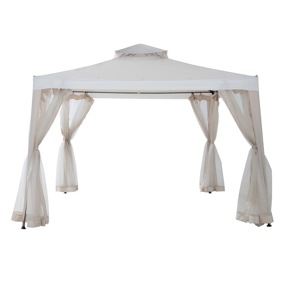 Mazonvintage10x10 Soft Top Gazebo with Mosquito Netting - Beige & White