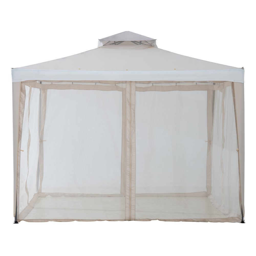 Mazonvintage10x10 Soft Top Gazebo with Mosquito Netting - Beige & White