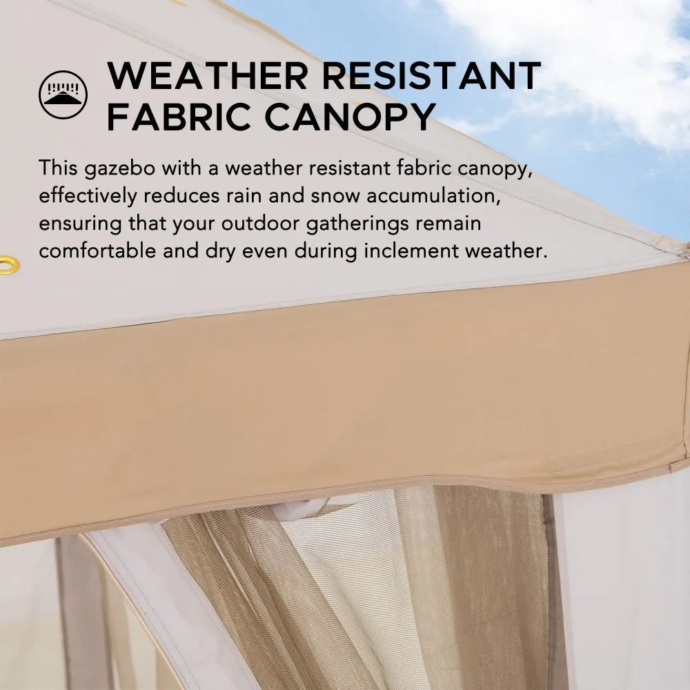 Mazonvintage8x8 Soft Top Gazebo with Mosquito Netting - Gray & Khaki