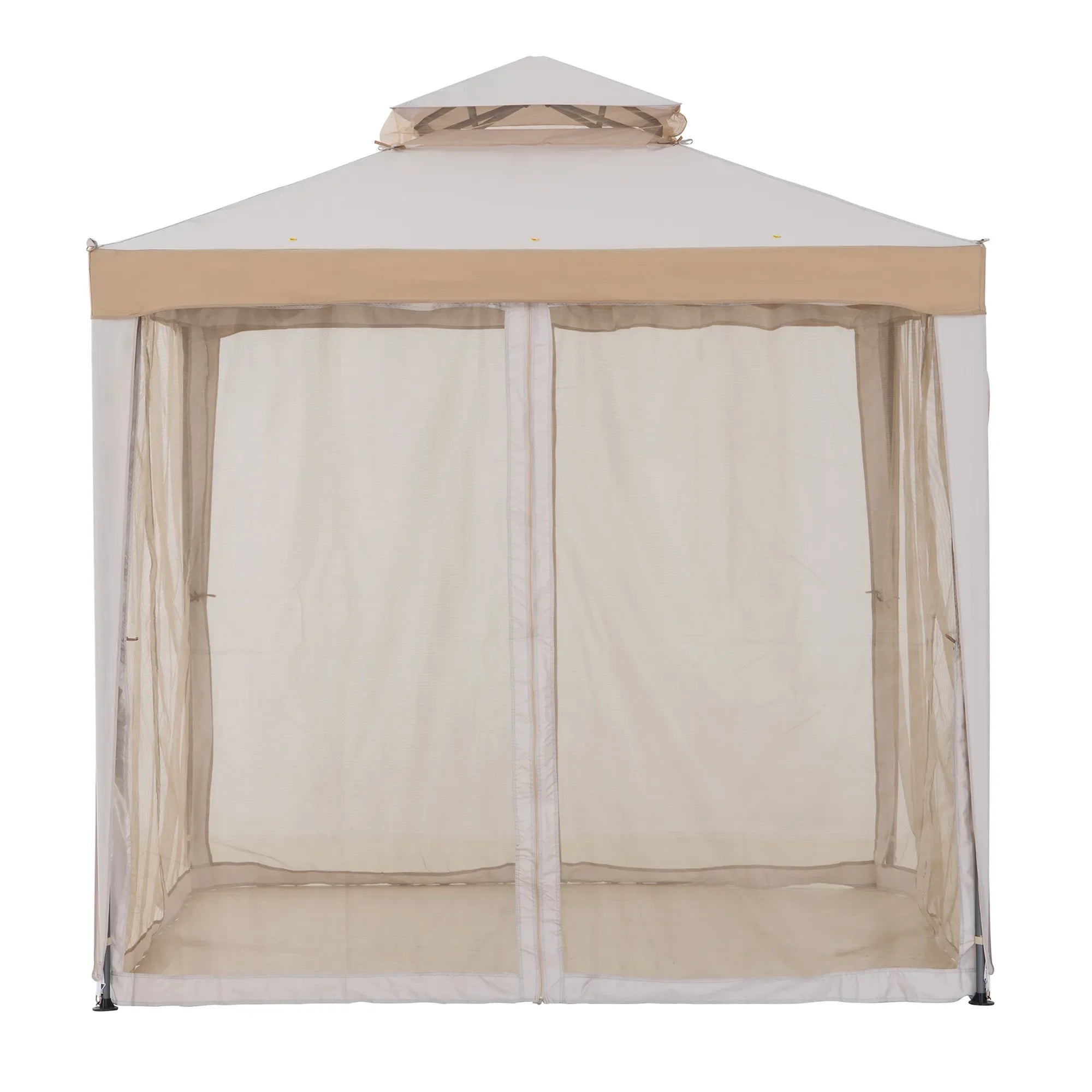 Mazonvintage8x8 Soft Top Gazebo with Mosquito Netting - Gray & Khaki