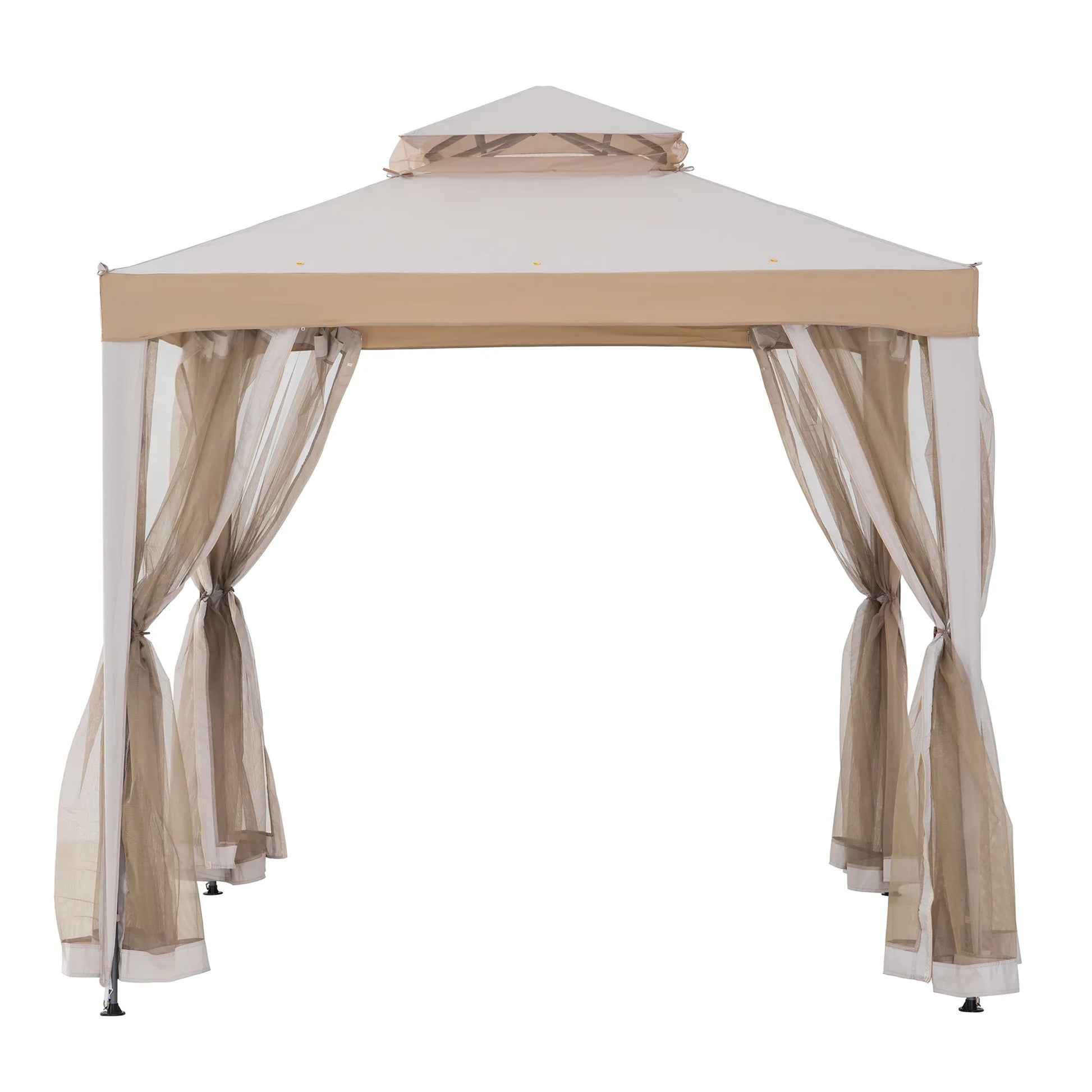 Mazonvintage8x8 Soft Top Gazebo with Mosquito Netting - Gray & Khaki
