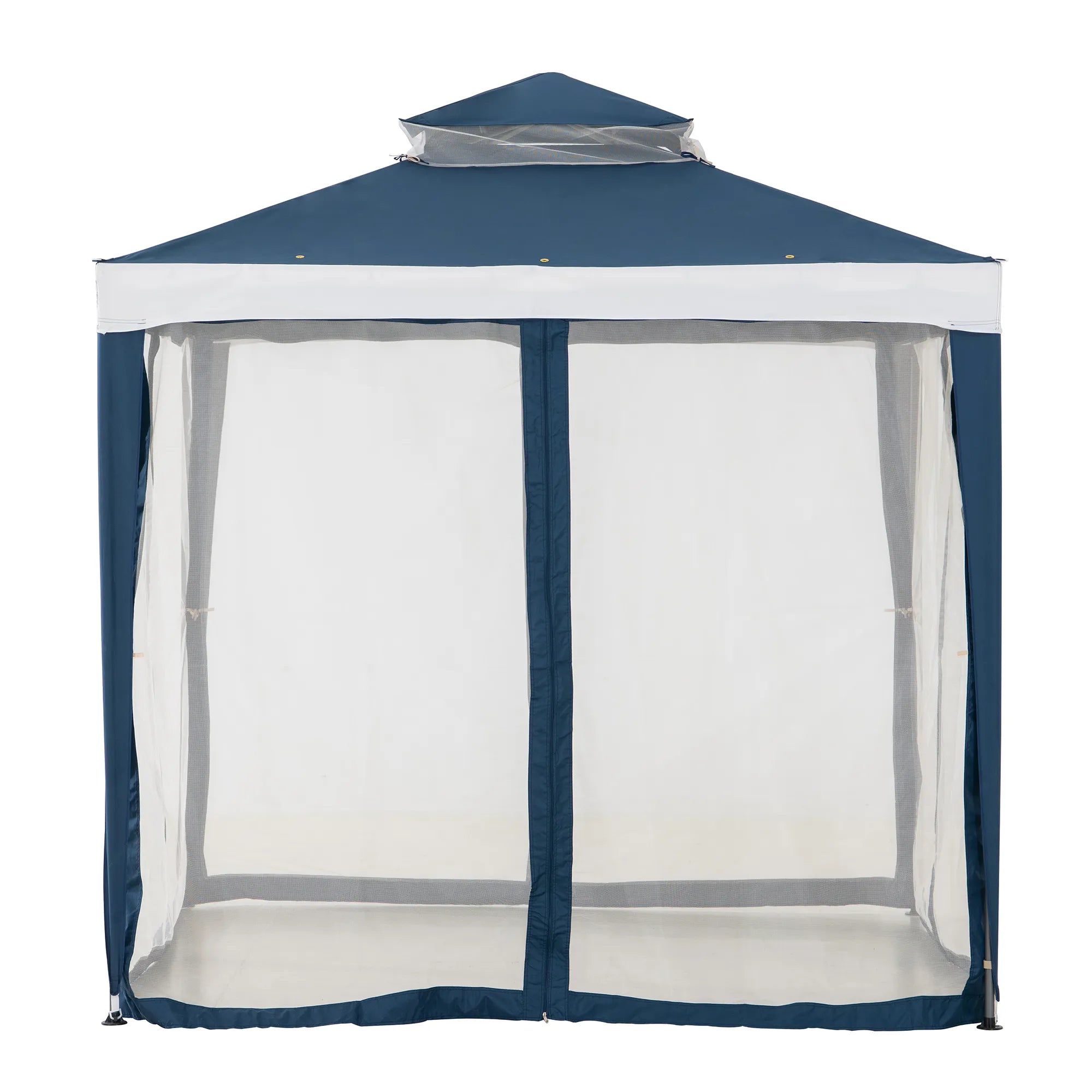 Mazonvintage8x8 Soft Top Gazebo with Mosquito Netting - Navy & White