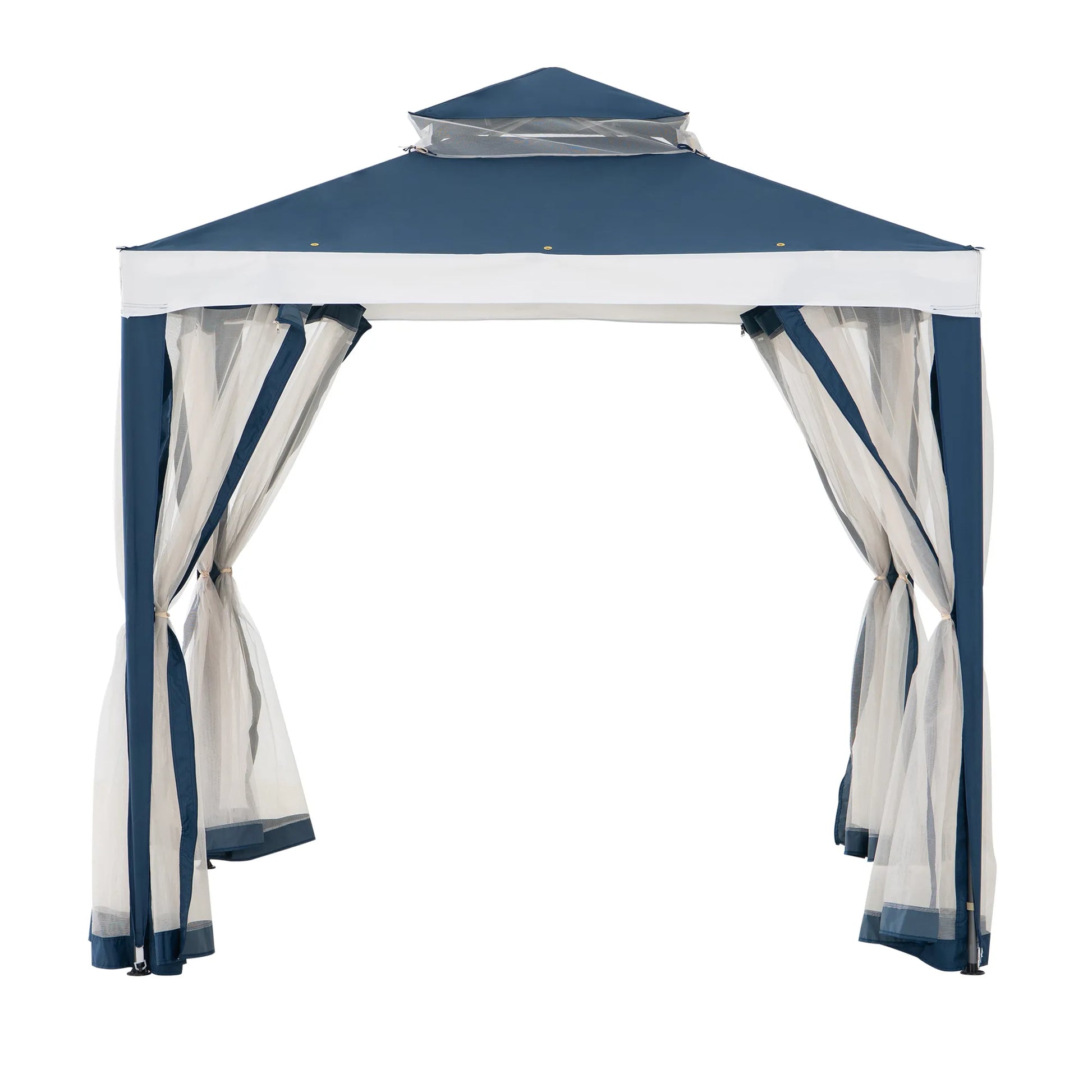 Mazonvintage8x8 Soft Top Gazebo with Mosquito Netting - Navy & White