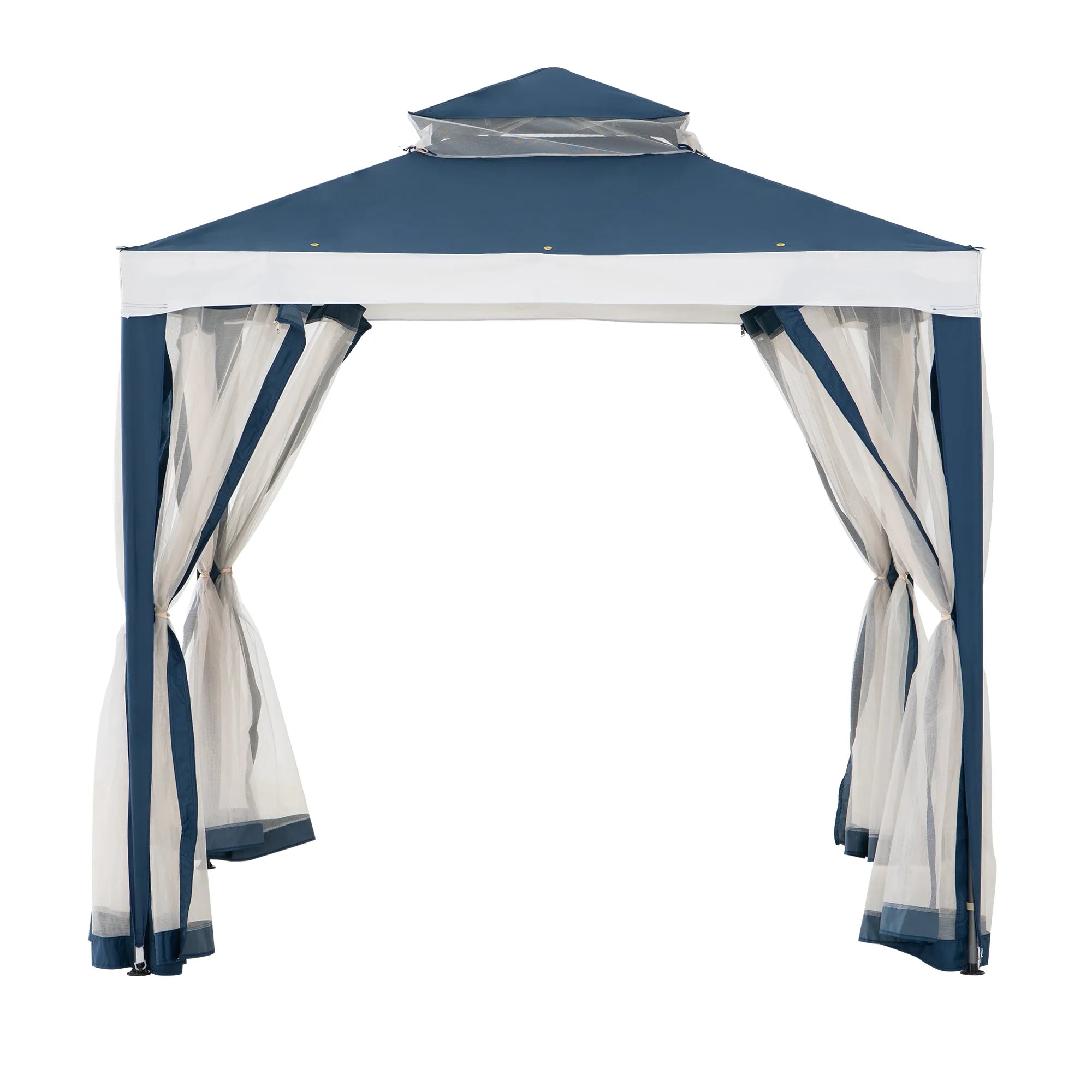 Mazonvintage8x8 Soft Top Gazebo with Mosquito Netting - Navy & White
