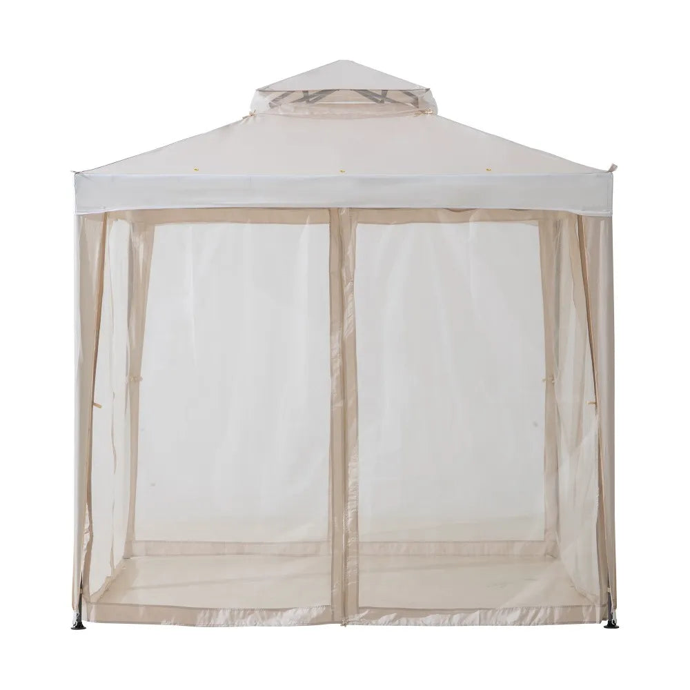 Mazonvintage8x8 Soft Top Gazebo with Mosquito Netting - Beige & White