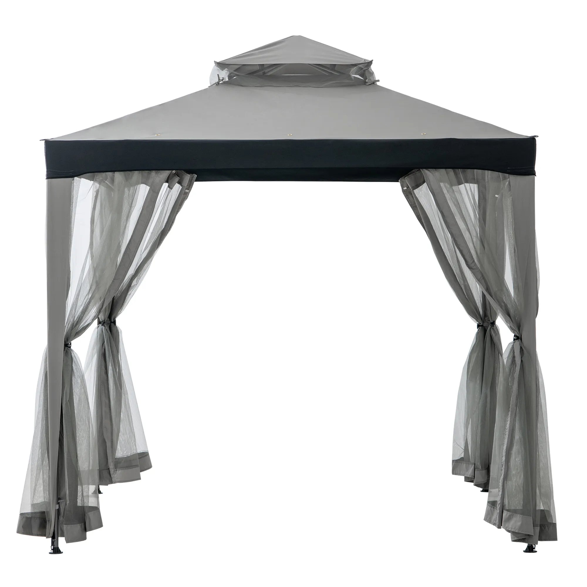 Mazonvintage8x8 Soft Top Gazebo with Mosquito Netting - Gray & Black