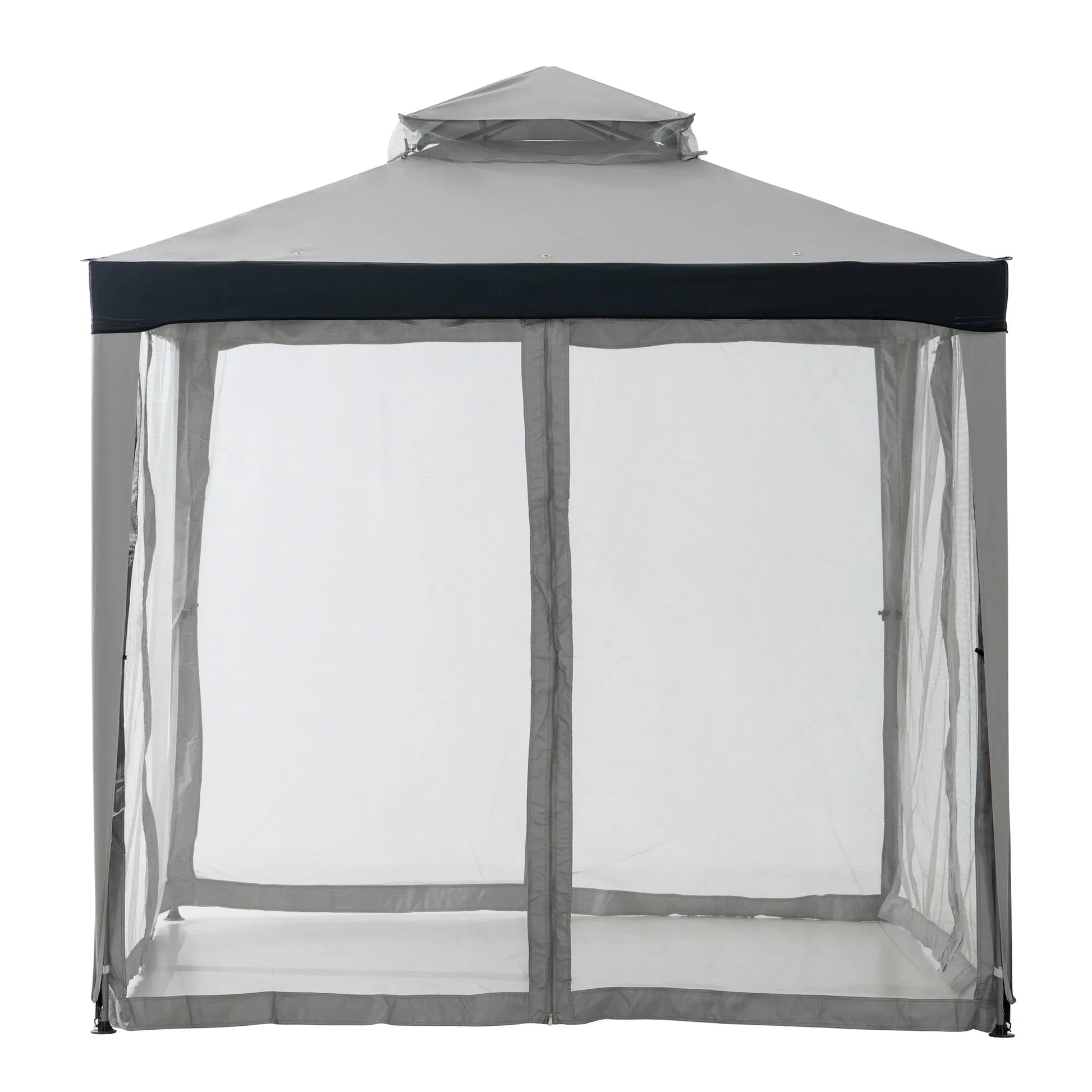 Mazonvintage8x8 Soft Top Gazebo with Mosquito Netting - Gray & Black