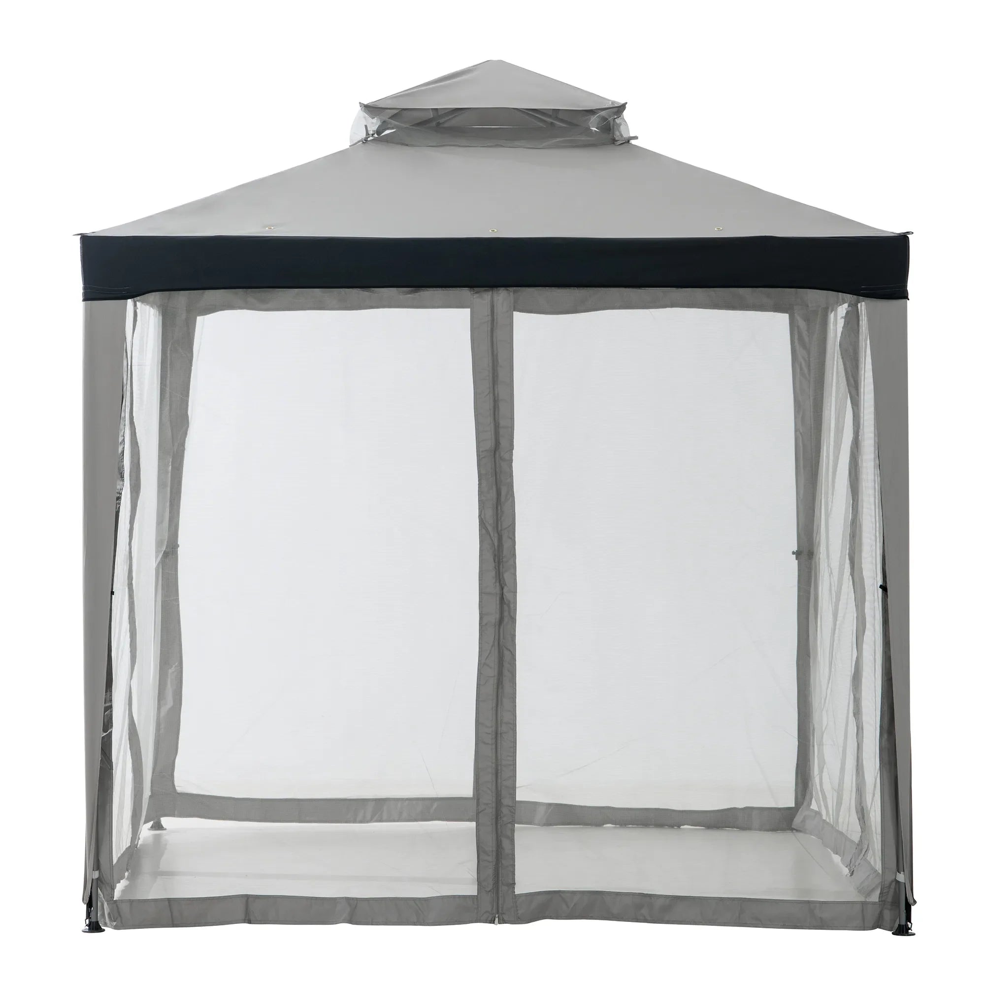 Mazonvintage8x8 Soft Top Gazebo with Mosquito Netting - Gray & Black