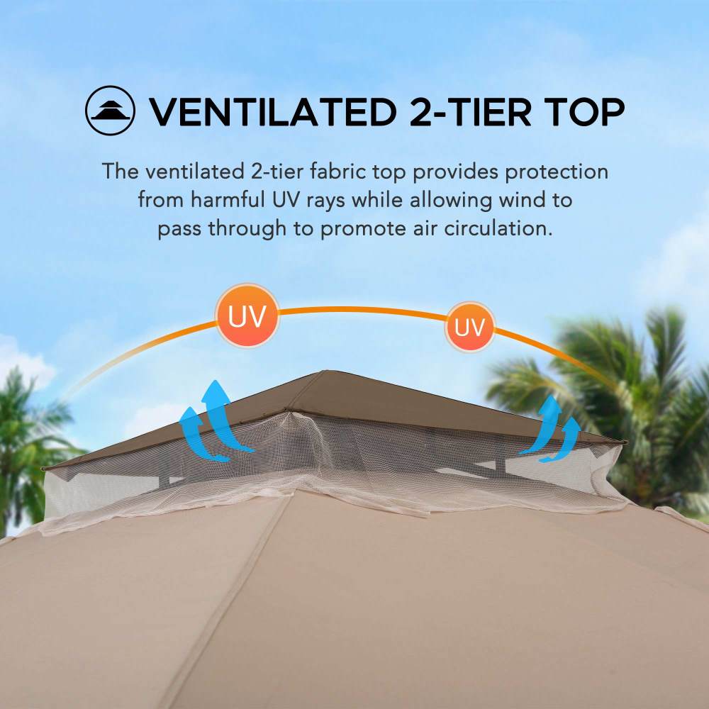 Mazonvintage 9.5x9.5 2-Tier Steel Backyard Gazebo with Netting