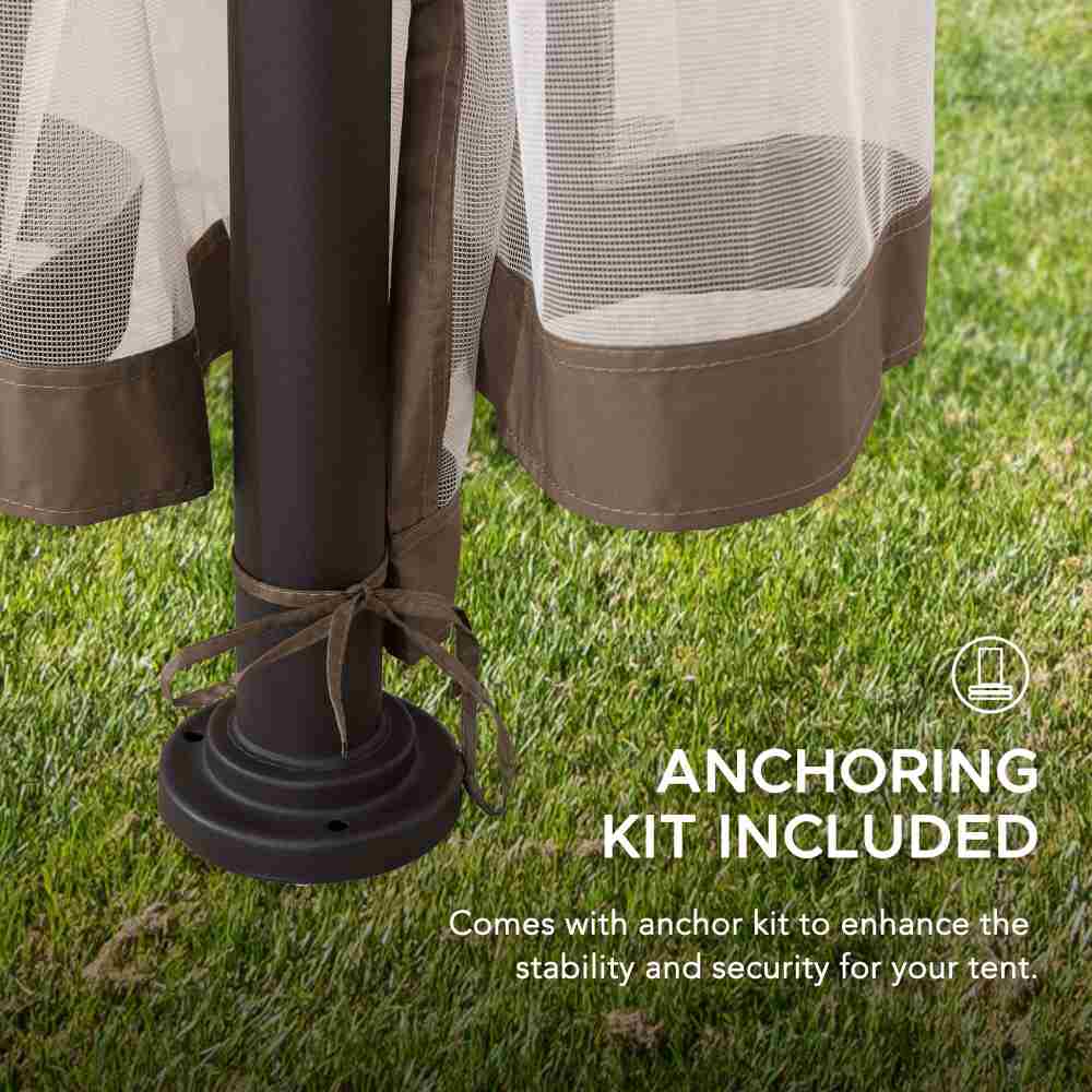 Mazonvintage 9.5x9.5 2-Tier Steel Backyard Gazebo with Netting