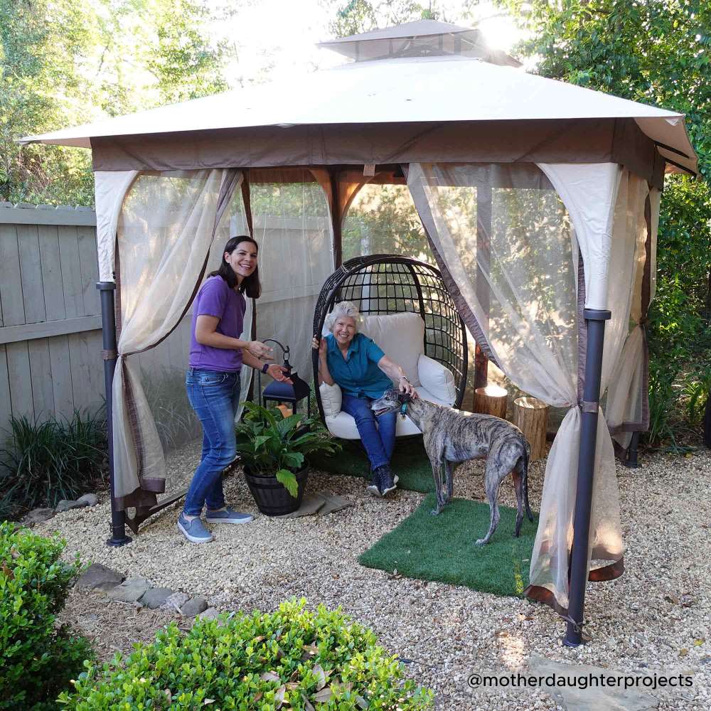 Mazonvintage 9.5x9.5 2-Tier Steel Backyard Gazebo with Netting