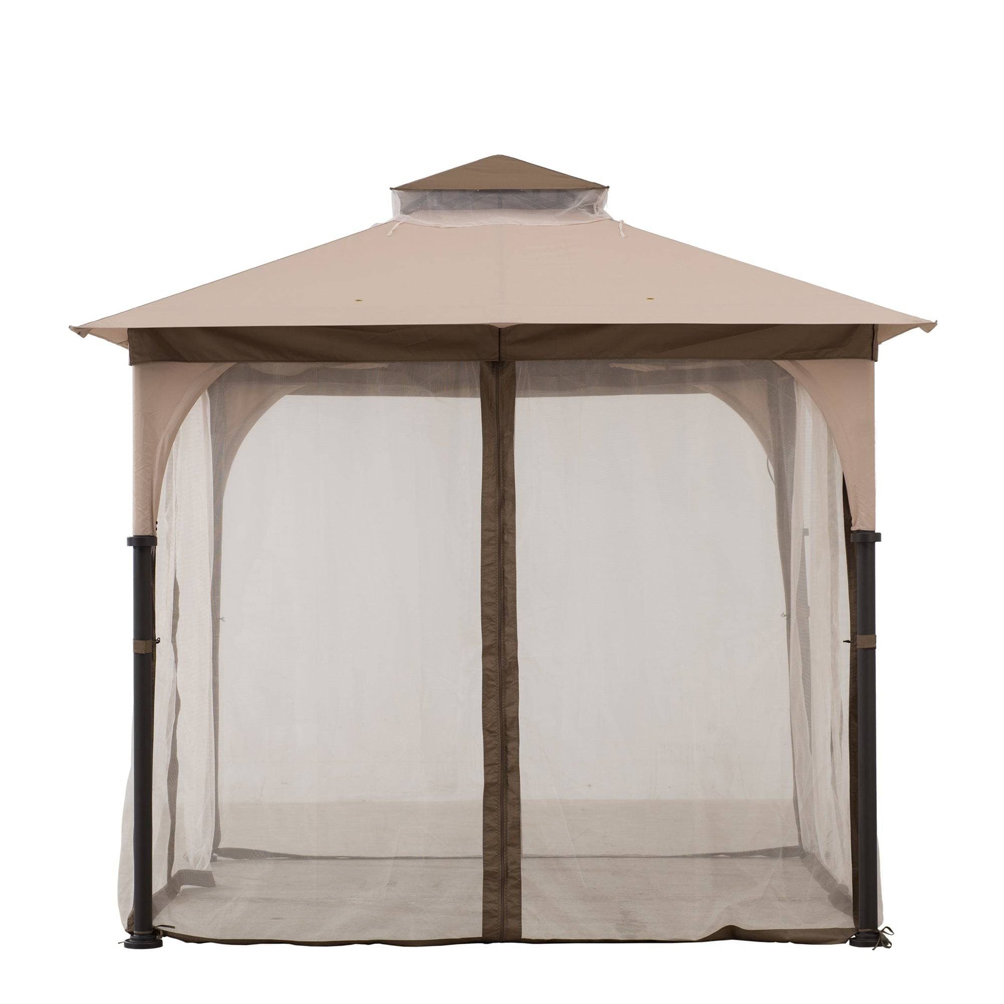 Mazonvintage 9.5x9.5 2-Tier Steel Backyard Gazebo with Netting