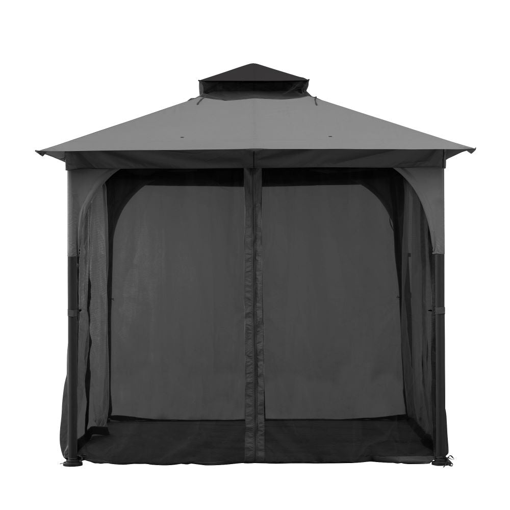 Mazonvintage 9x9 Soft Top Garden Gazebo with Mosquito Netting – Gray & Black